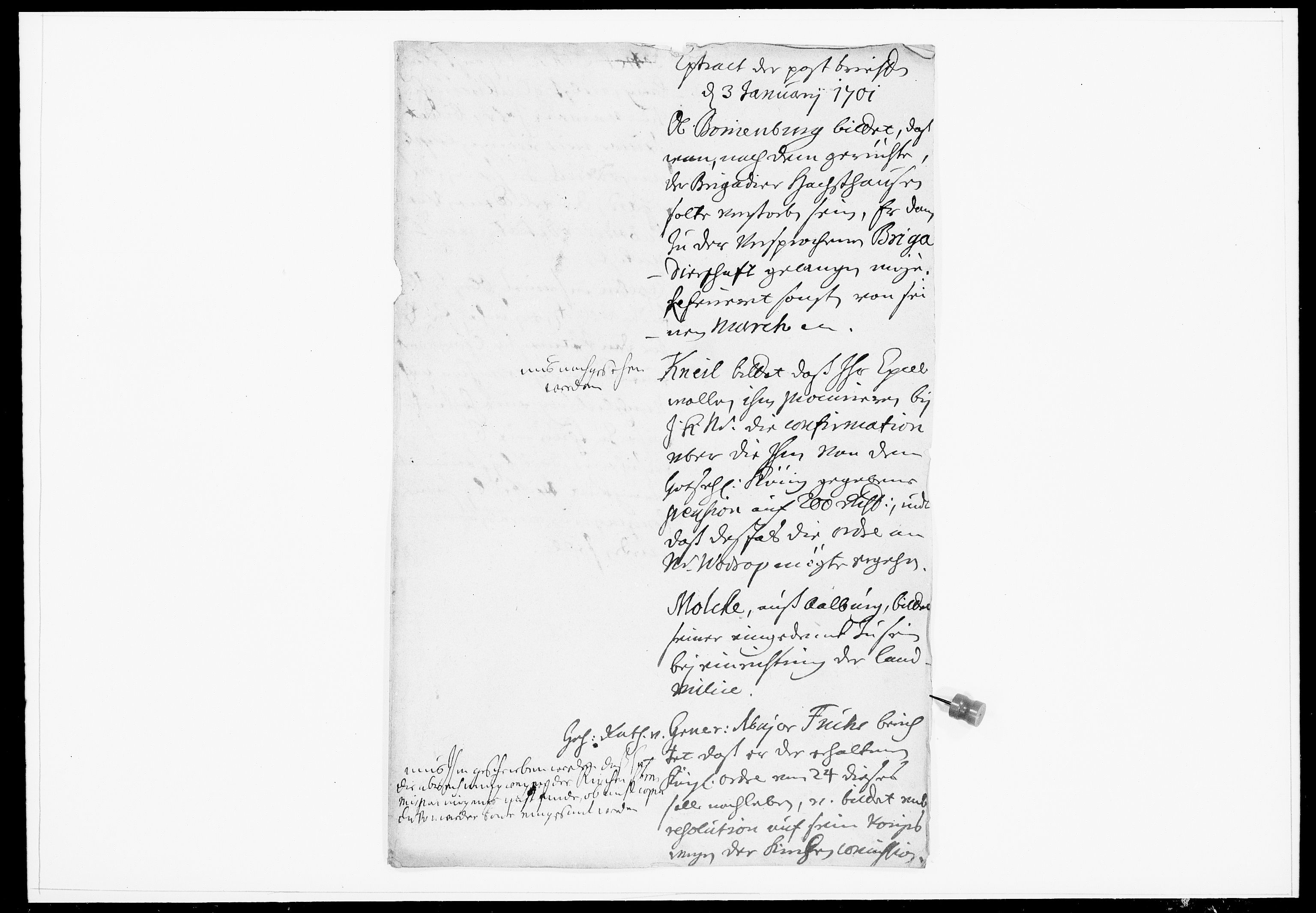 Krigskollegiet, Krigskancelliet, DRA/A-0006/-/0923-0928: Refererede sager, 1701, s. 4