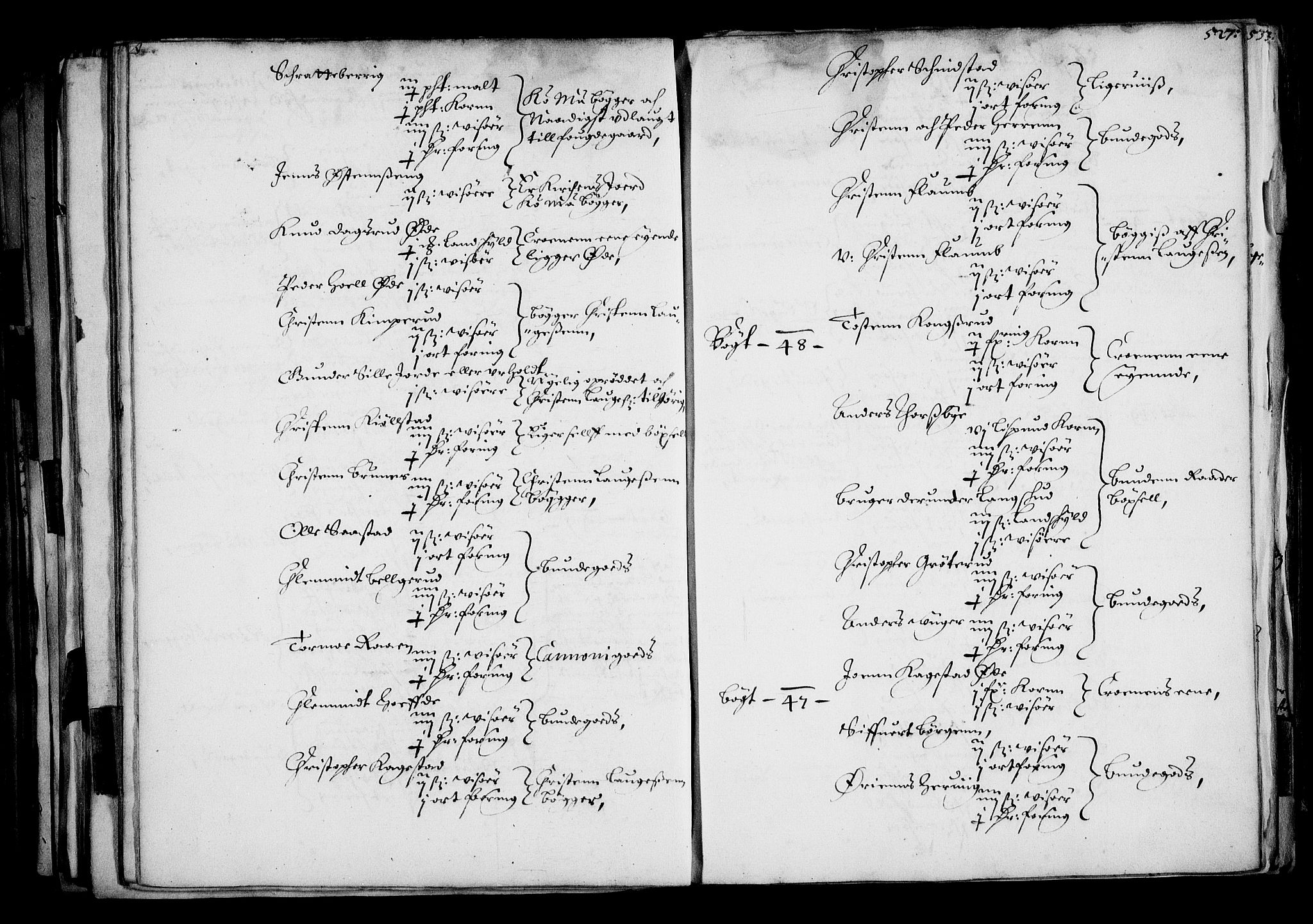 Rentekammeret inntil 1814, Realistisk ordnet avdeling, RA/EA-4070/N/Na/L0001: [XI f]: Akershus stifts jordebok, 1652, s. 526b-527a