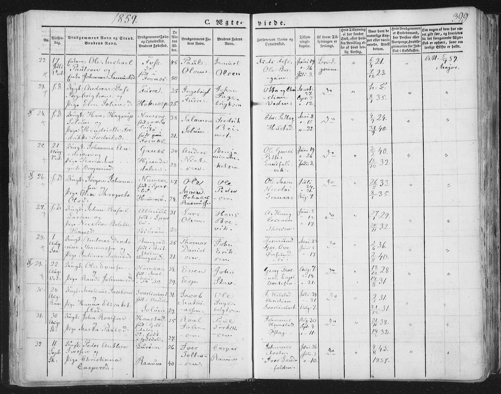 Ministerialprotokoller, klokkerbøker og fødselsregistre - Nord-Trøndelag, AV/SAT-A-1458/764/L0552: Ministerialbok nr. 764A07b, 1824-1865, s. 399