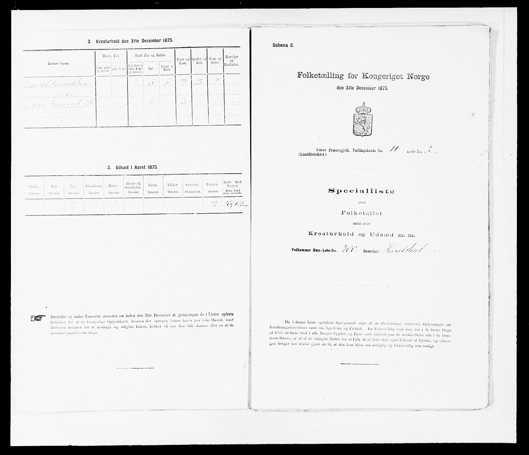 SAB, Folketelling 1875 for 1437L Kinn prestegjeld, Kinn sokn og Svanøy sokn, 1875, s. 1157