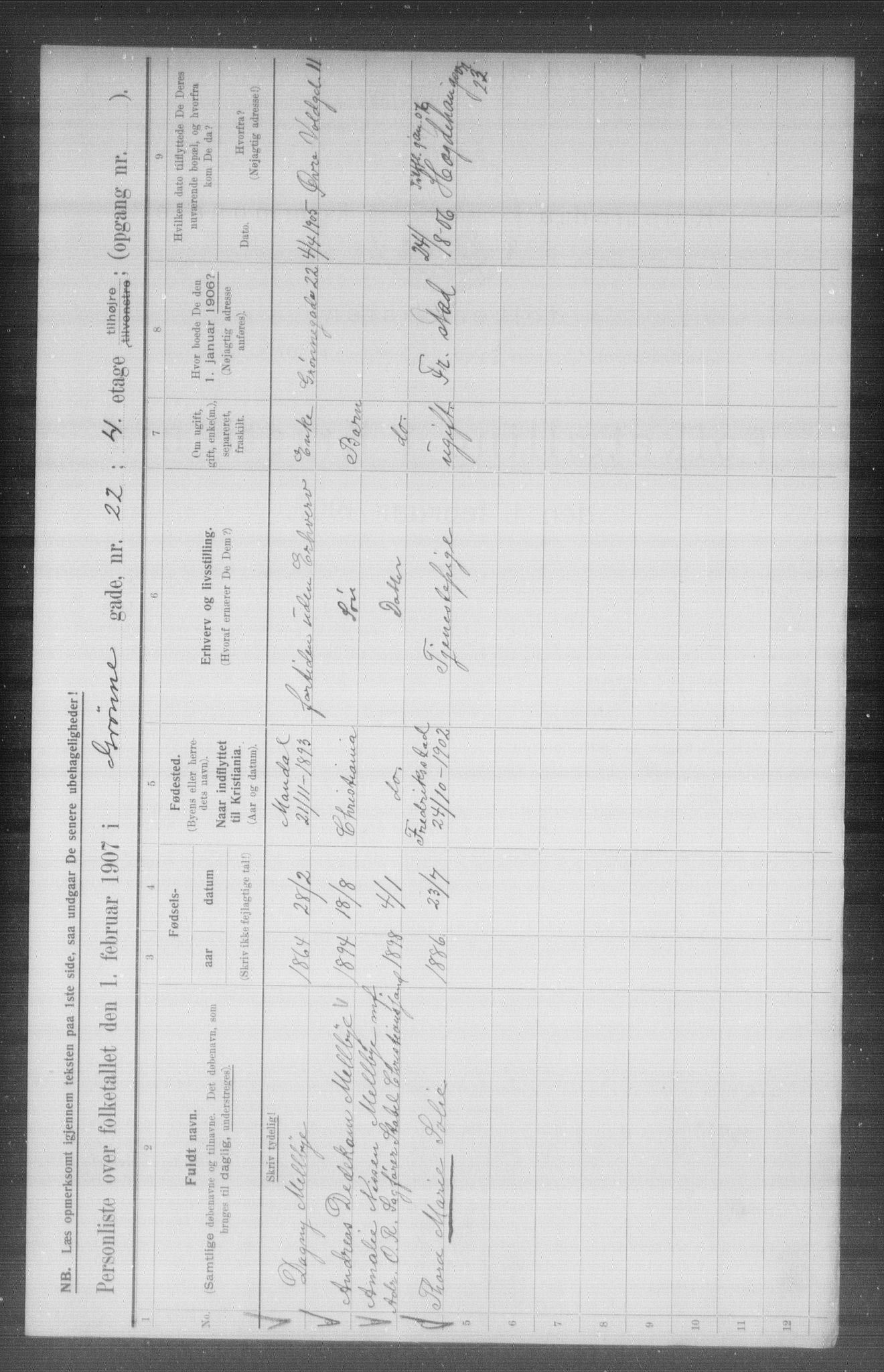 OBA, Kommunal folketelling 1.2.1907 for Kristiania kjøpstad, 1907, s. 16534