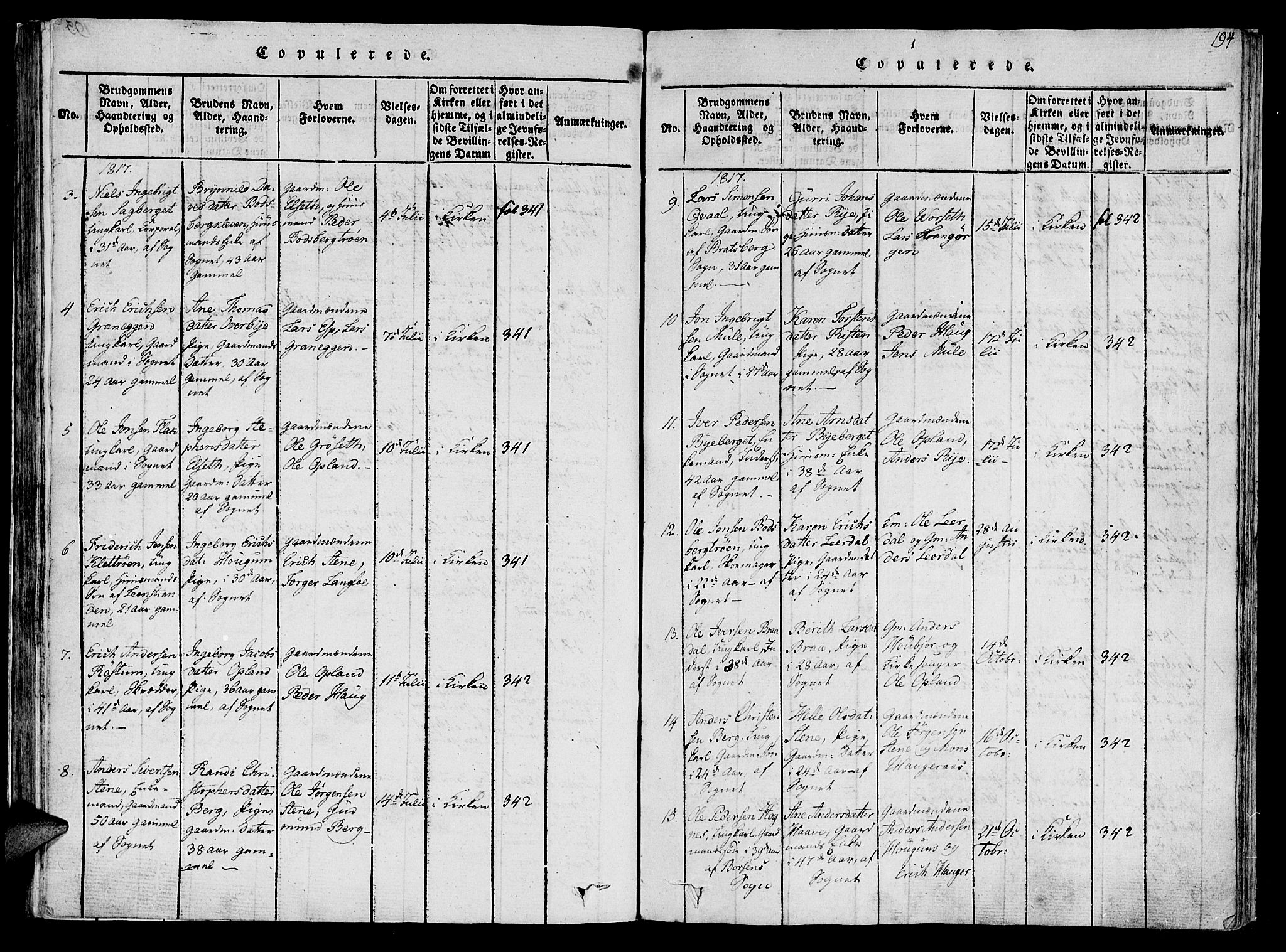 Ministerialprotokoller, klokkerbøker og fødselsregistre - Sør-Trøndelag, SAT/A-1456/612/L0372: Ministerialbok nr. 612A06 /1, 1816-1828, s. 194
