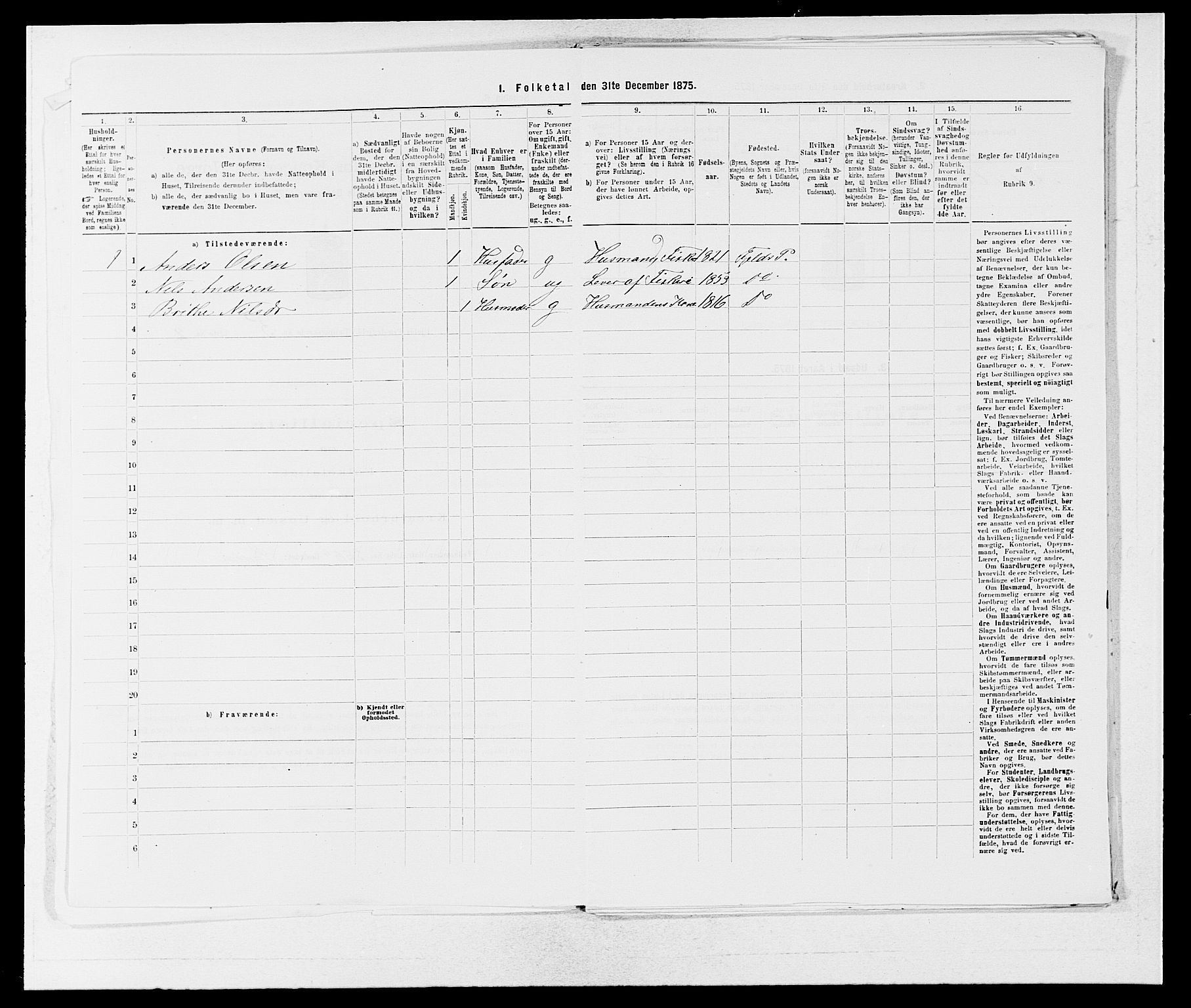 SAB, Folketelling 1875 for 1246P Fjell prestegjeld, 1875, s. 609