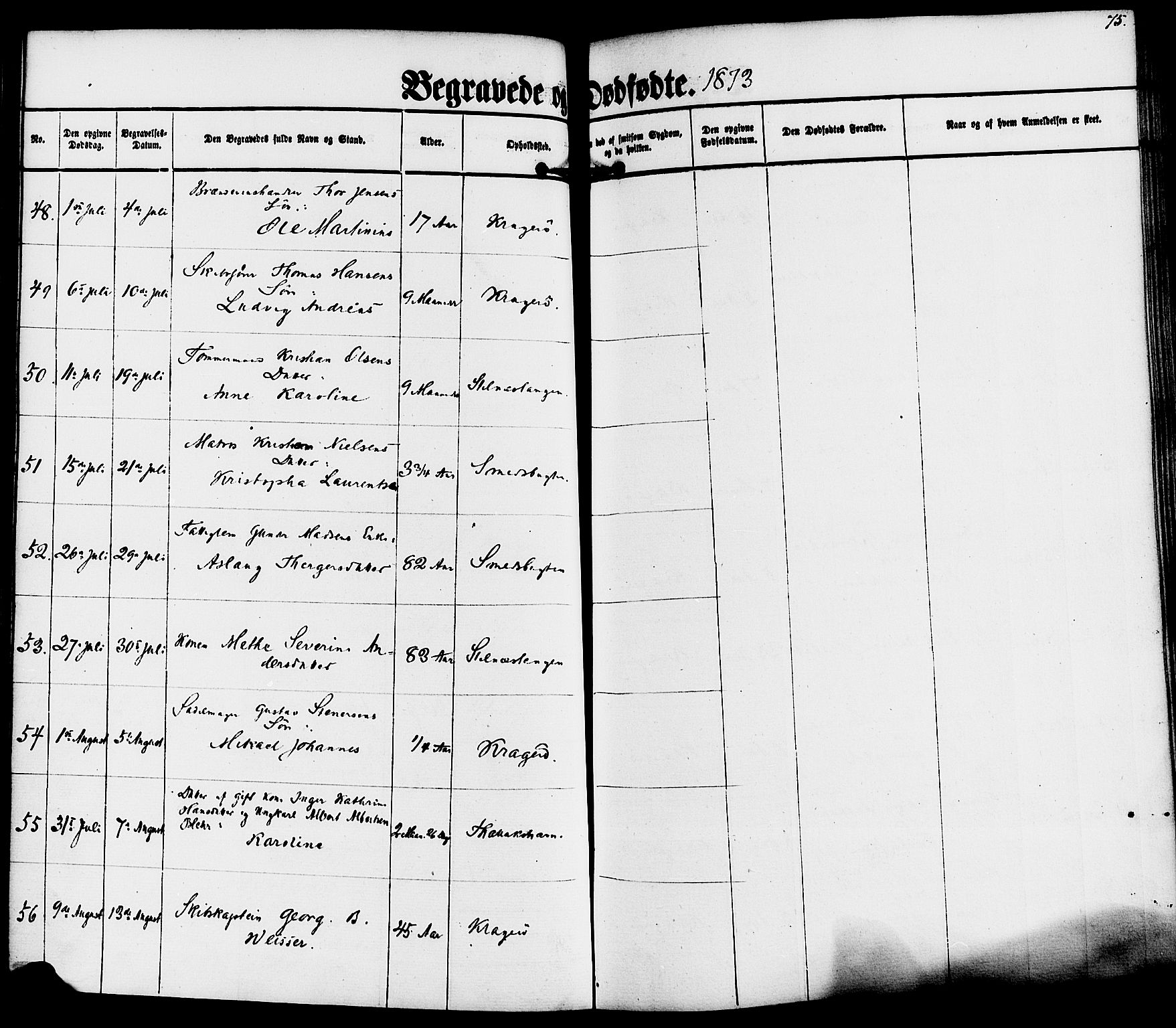 Kragerø kirkebøker, AV/SAKO-A-278/F/Fa/L0010: Ministerialbok nr. 10, 1861-1885, s. 75