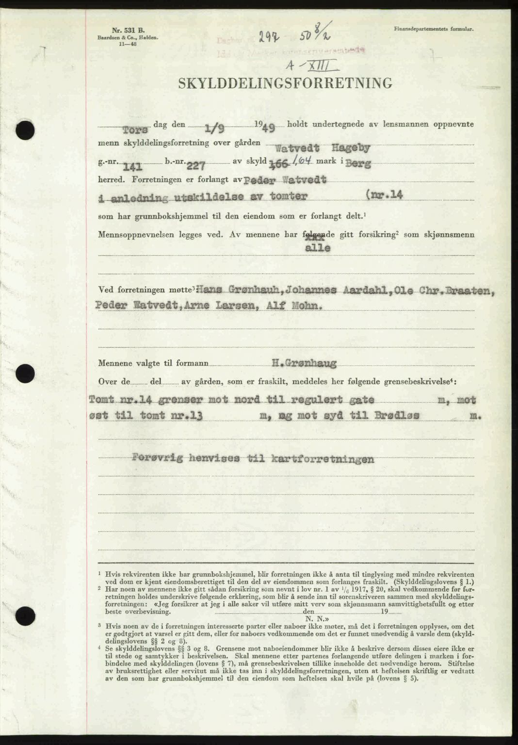 Idd og Marker sorenskriveri, SAO/A-10283/G/Gb/Gbb/L0013: Pantebok nr. A13, 1949-1950, Dagboknr: 297/1950