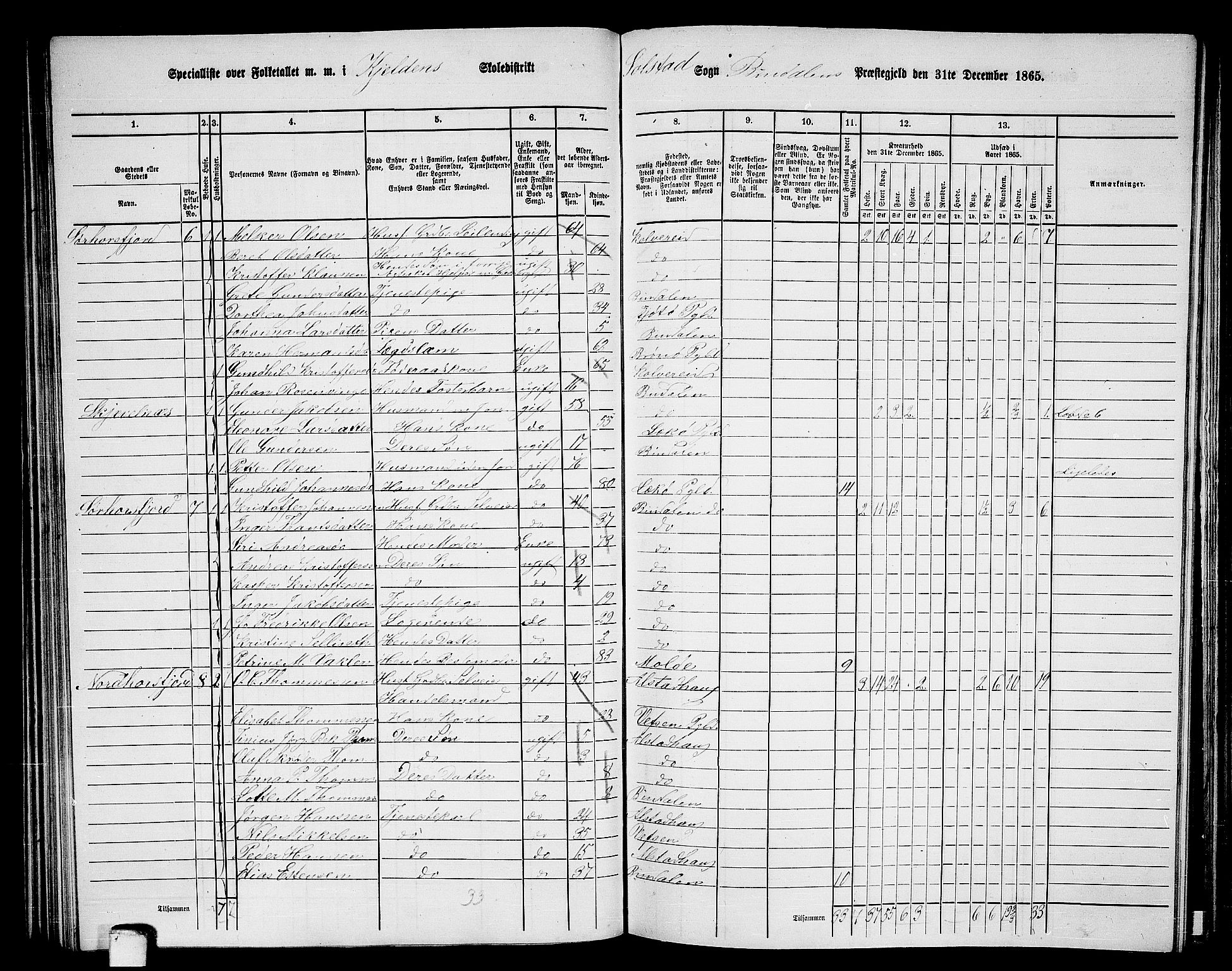 RA, Folketelling 1865 for 1811P Bindal prestegjeld, 1865, s. 59
