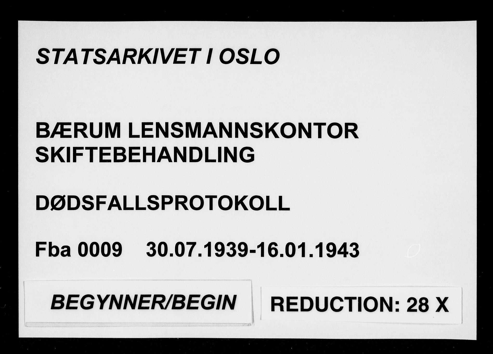 Bærum lensmannskontor, SAO/A-10277/H/Ha/Haa/L0009: Dødsanmeldelsesprotokoll, 1939-1943