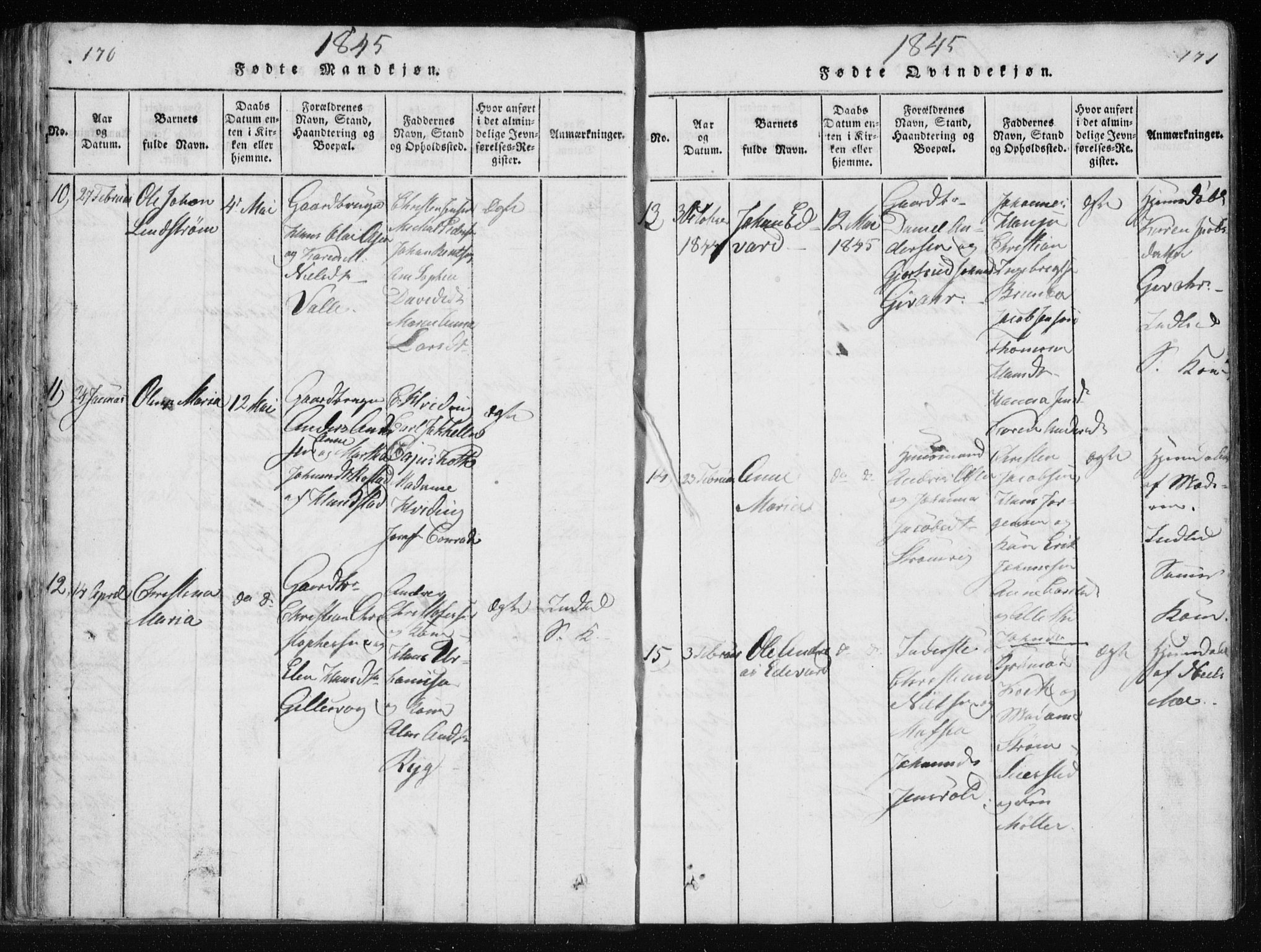 Ministerialprotokoller, klokkerbøker og fødselsregistre - Nordland, AV/SAT-A-1459/801/L0027: Klokkerbok nr. 801C02, 1835-1845, s. 170-171