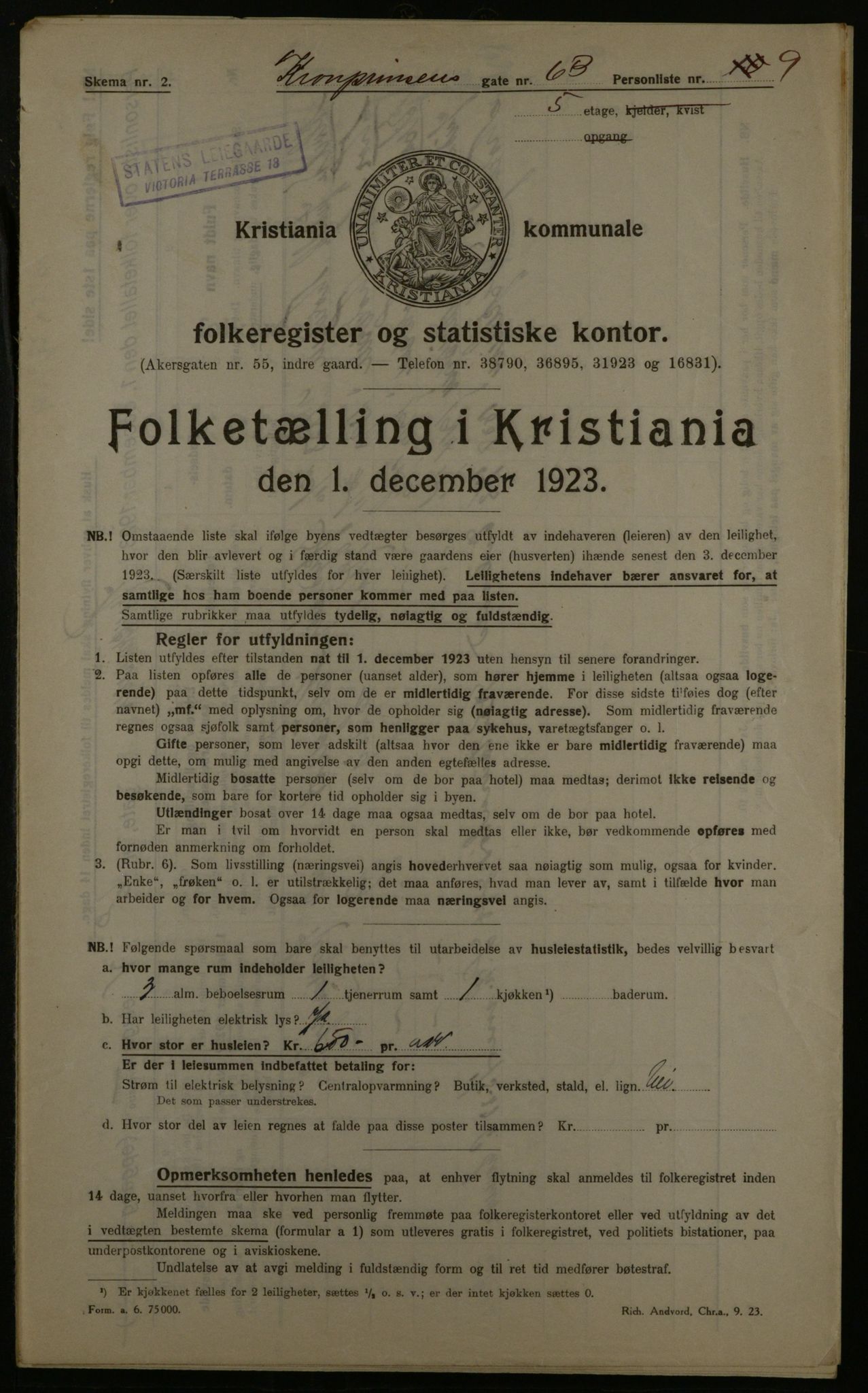 OBA, Kommunal folketelling 1.12.1923 for Kristiania, 1923, s. 61189