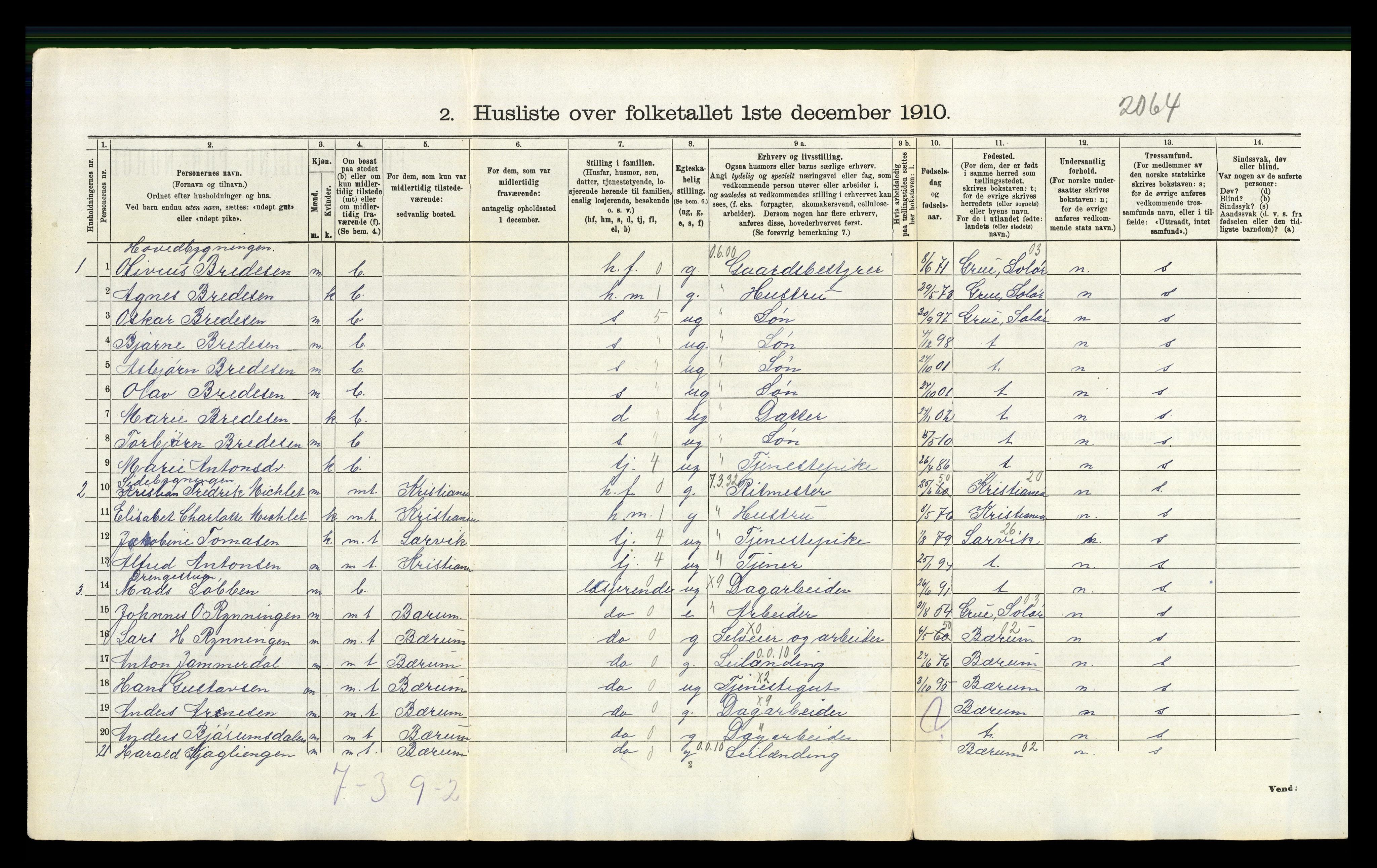 RA, Folketelling 1910 for 0612 Hole herred, 1910, s. 807