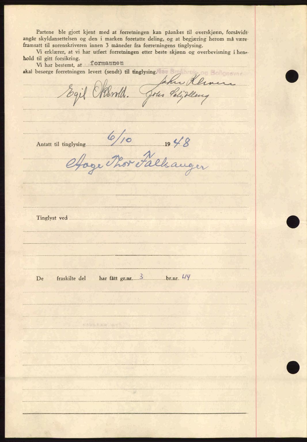 Fosen sorenskriveri, AV/SAT-A-1107/1/2/2C: Pantebok nr. A8, 1948-1948, Dagboknr: 1448/1948