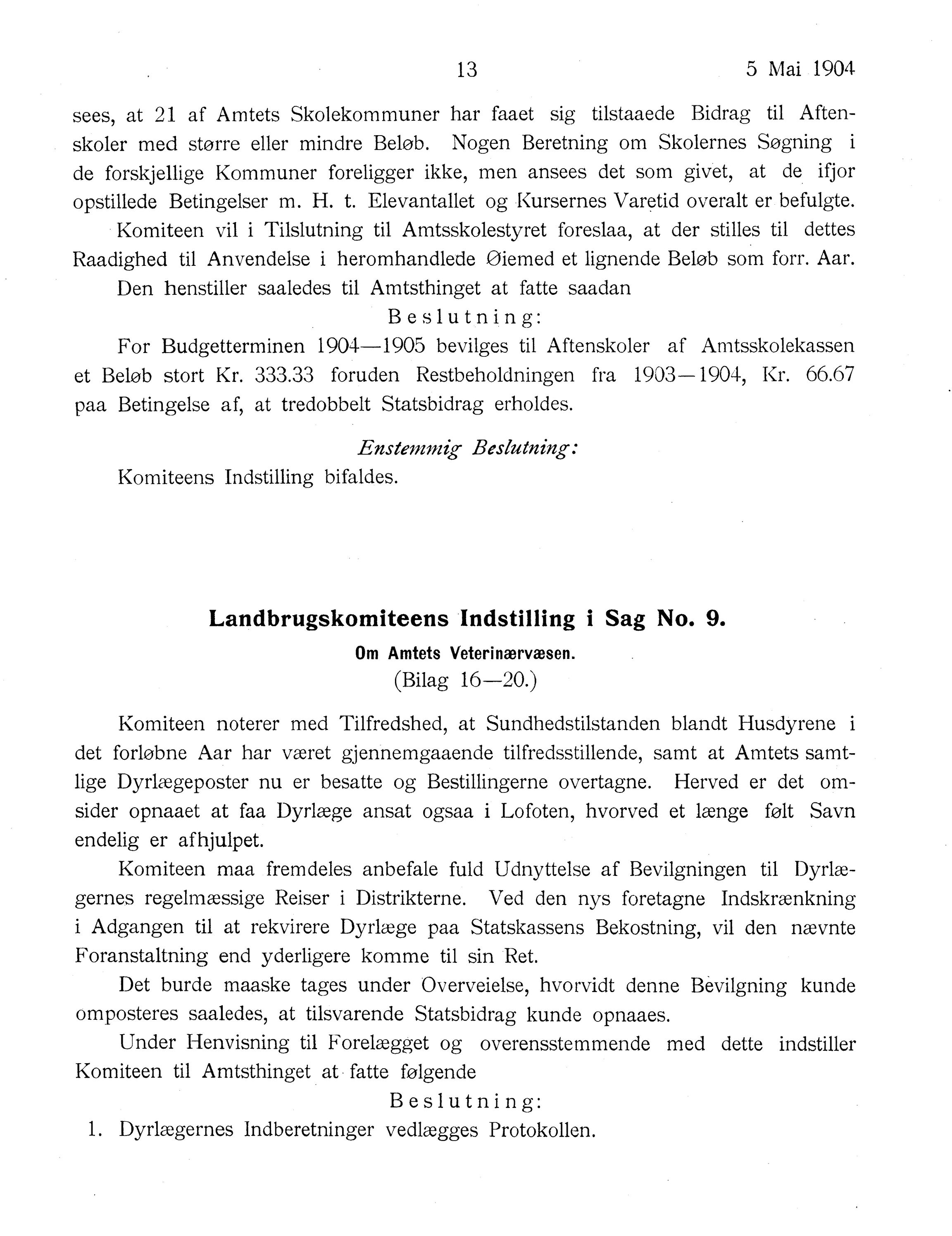 Nordland Fylkeskommune. Fylkestinget, AIN/NFK-17/176/A/Ac/L0027: Fylkestingsforhandlinger 1904, 1904