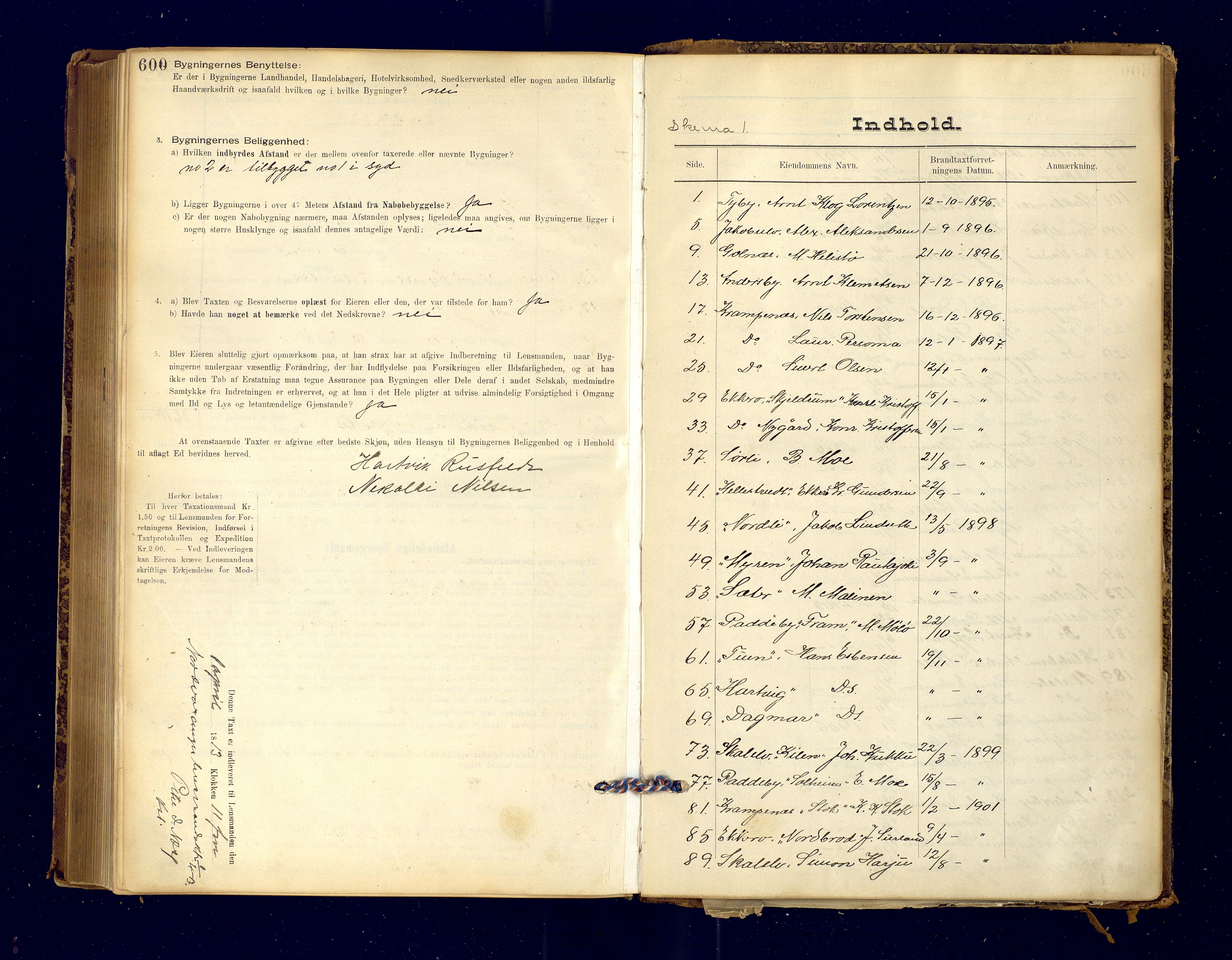 Nord-Varanger (Vadsø) lensmannskontor, AV/SATØ-S-1166/1/Fp/Fpb/L0198: Branntakstprotokoller, 1895-1913, s. 600