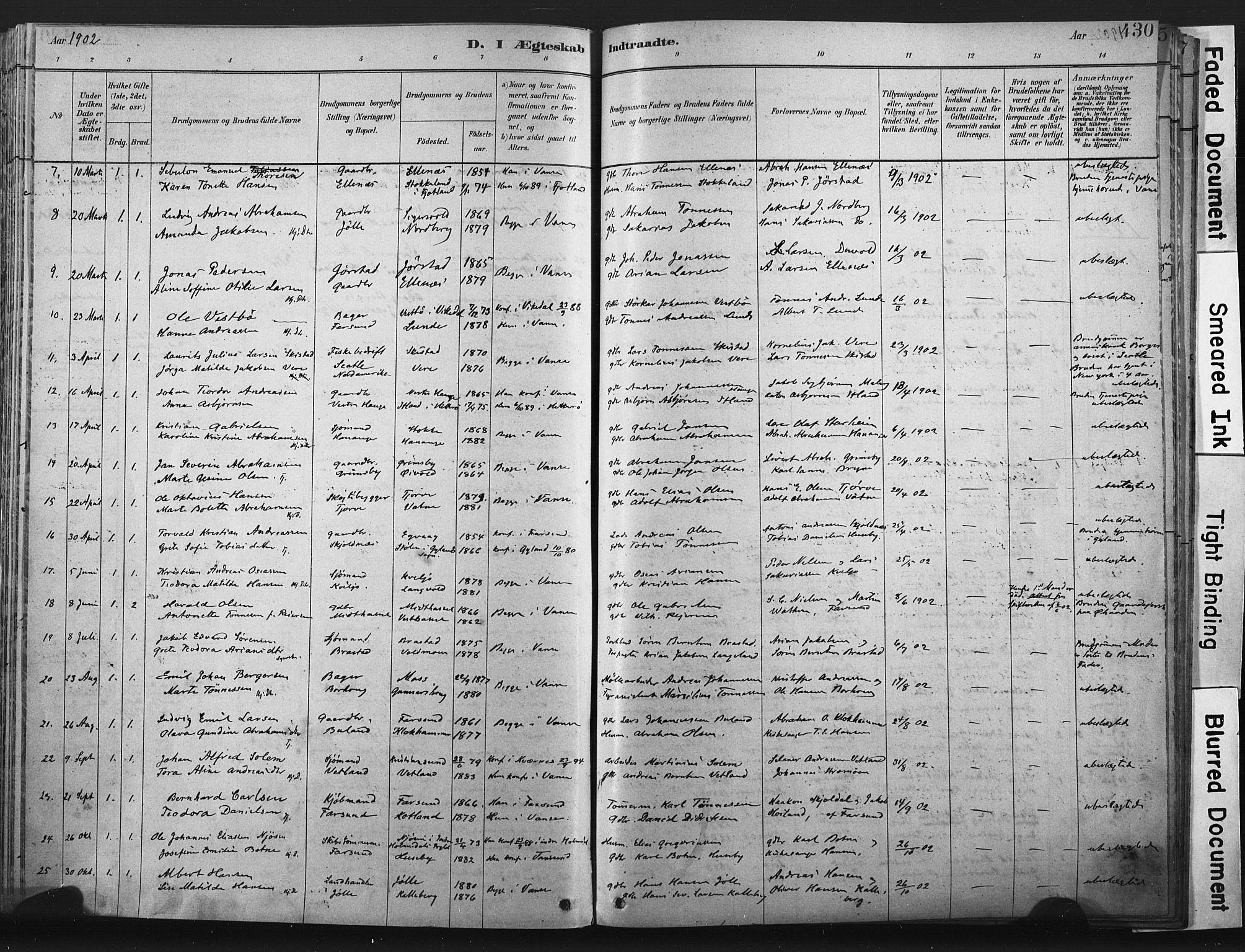 Lista sokneprestkontor, AV/SAK-1111-0027/F/Fa/L0012: Ministerialbok nr. A 12, 1879-1903, s. 430