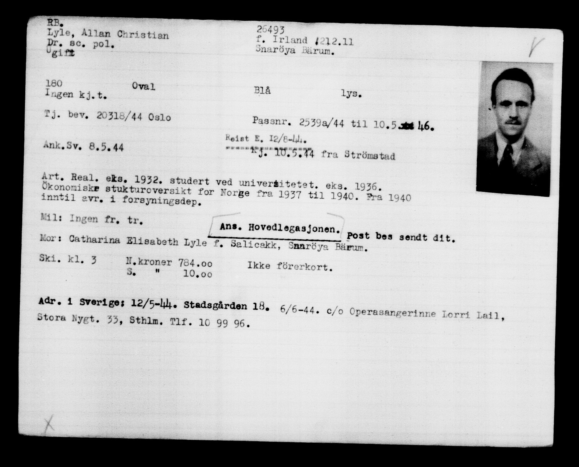 Den Kgl. Norske Legasjons Flyktningskontor, AV/RA-S-6753/V/Va/L0011: Kjesäterkartoteket.  Flyktningenr. 25300-28349, 1940-1945, s. 1254
