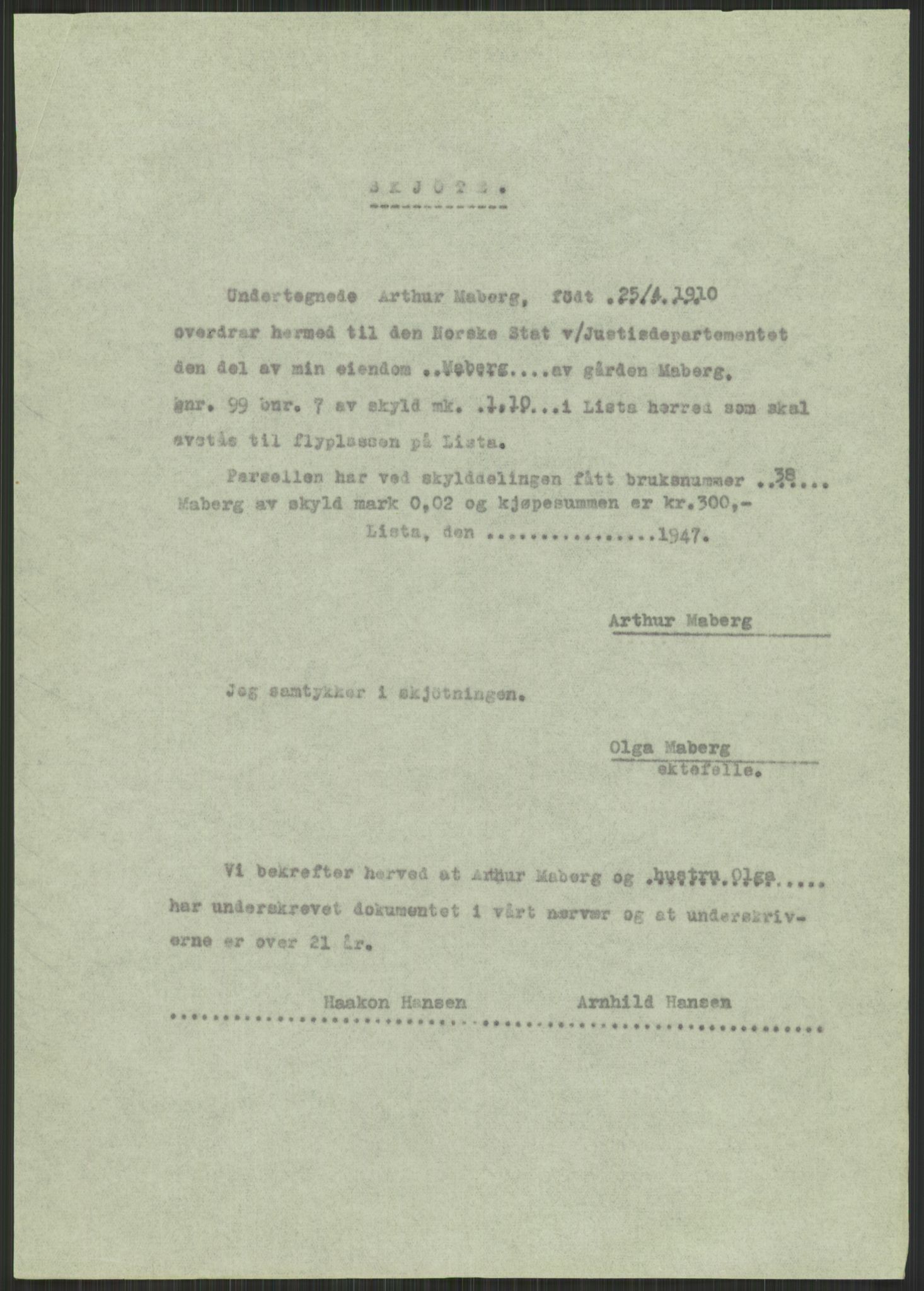 Forsvarsdepartementet, 10. kontor / Oppgjørskontoret, AV/RA-RAFA-1225/D/Db/L0182: Lista oppgjørskontor, 1942-1950, s. 81