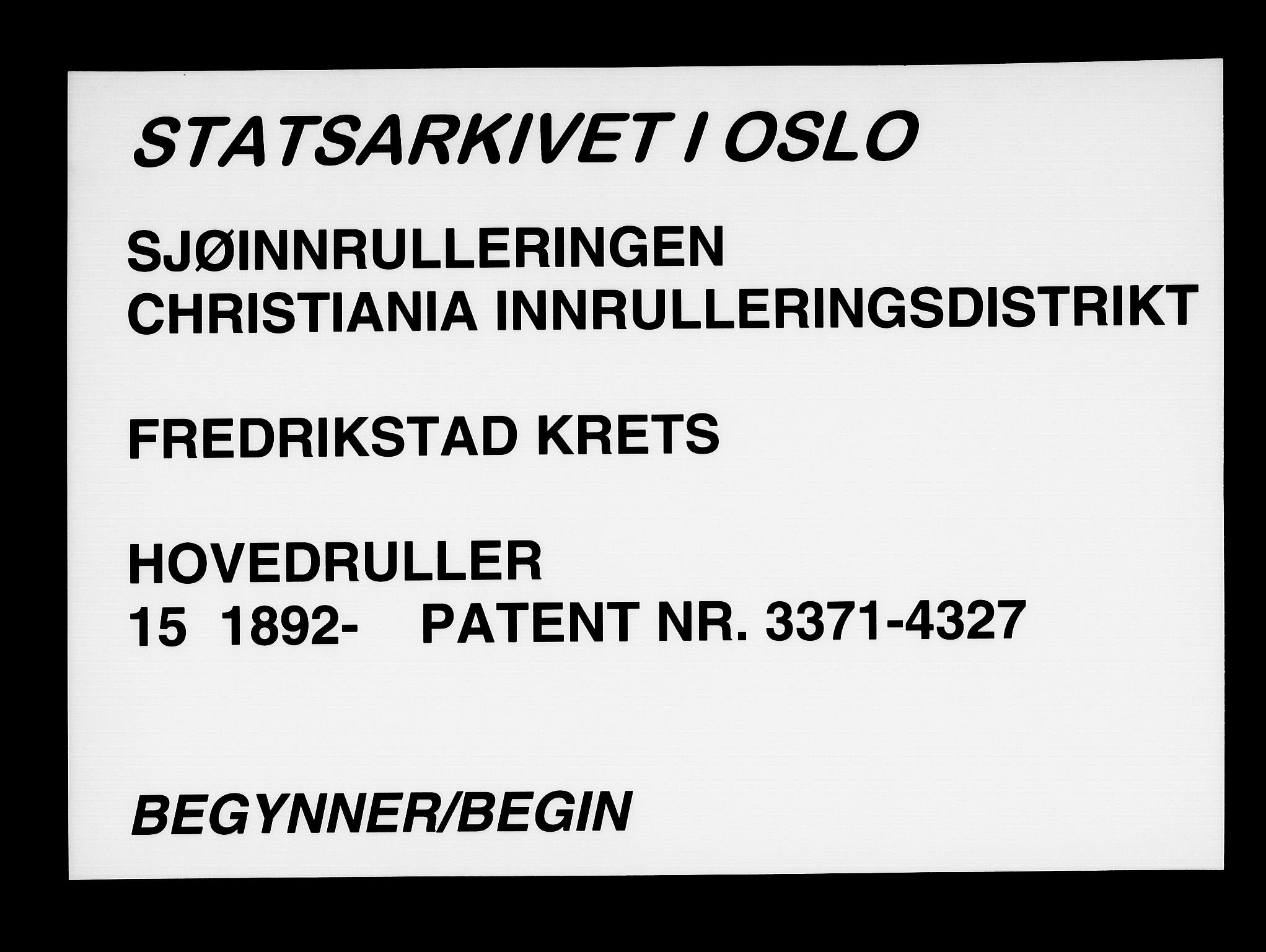 Fredrikstad mønstringskontor, SAO/A-10569b/F/Fc/Fcb/L0015: Hovedrulle, 1892, s. 1