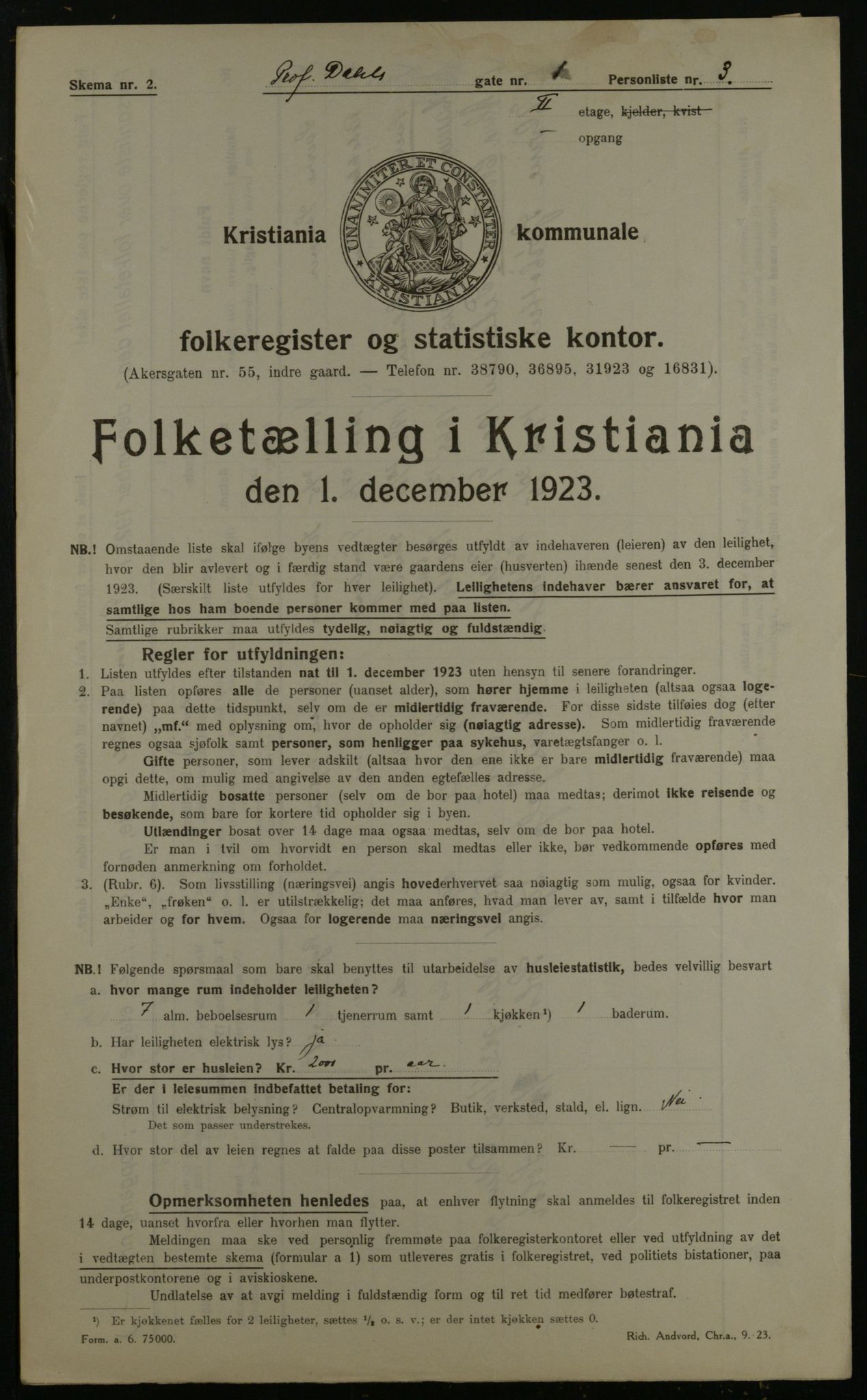 OBA, Kommunal folketelling 1.12.1923 for Kristiania, 1923, s. 90095