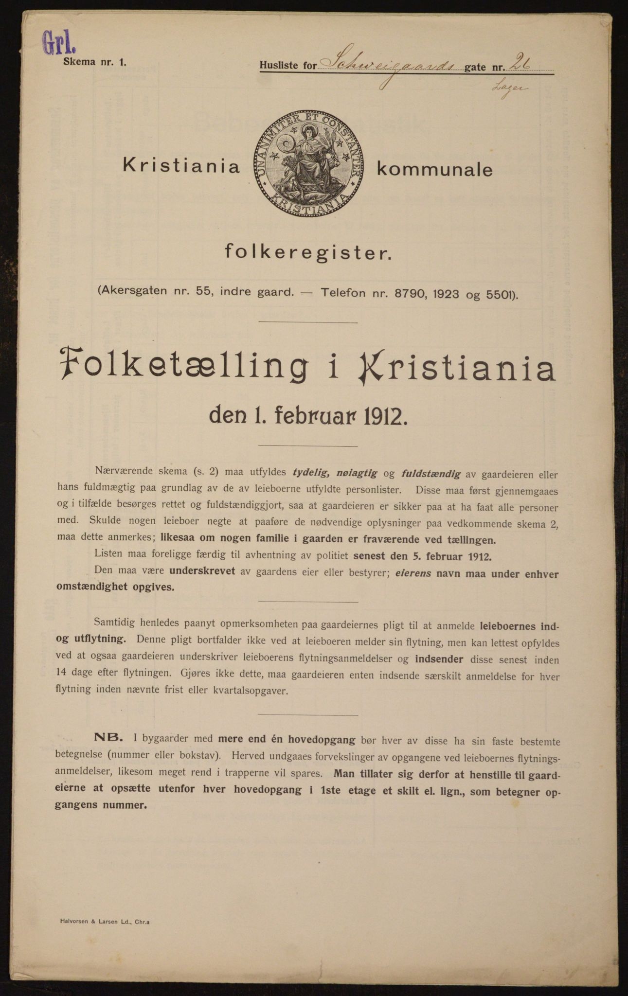 OBA, Kommunal folketelling 1.2.1912 for Kristiania, 1912, s. 91018