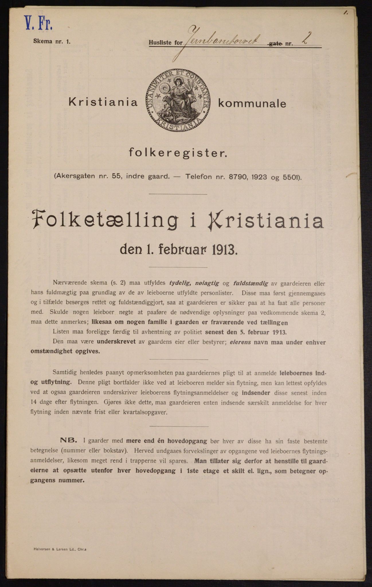 OBA, Kommunal folketelling 1.2.1913 for Kristiania, 1913, s. 46683