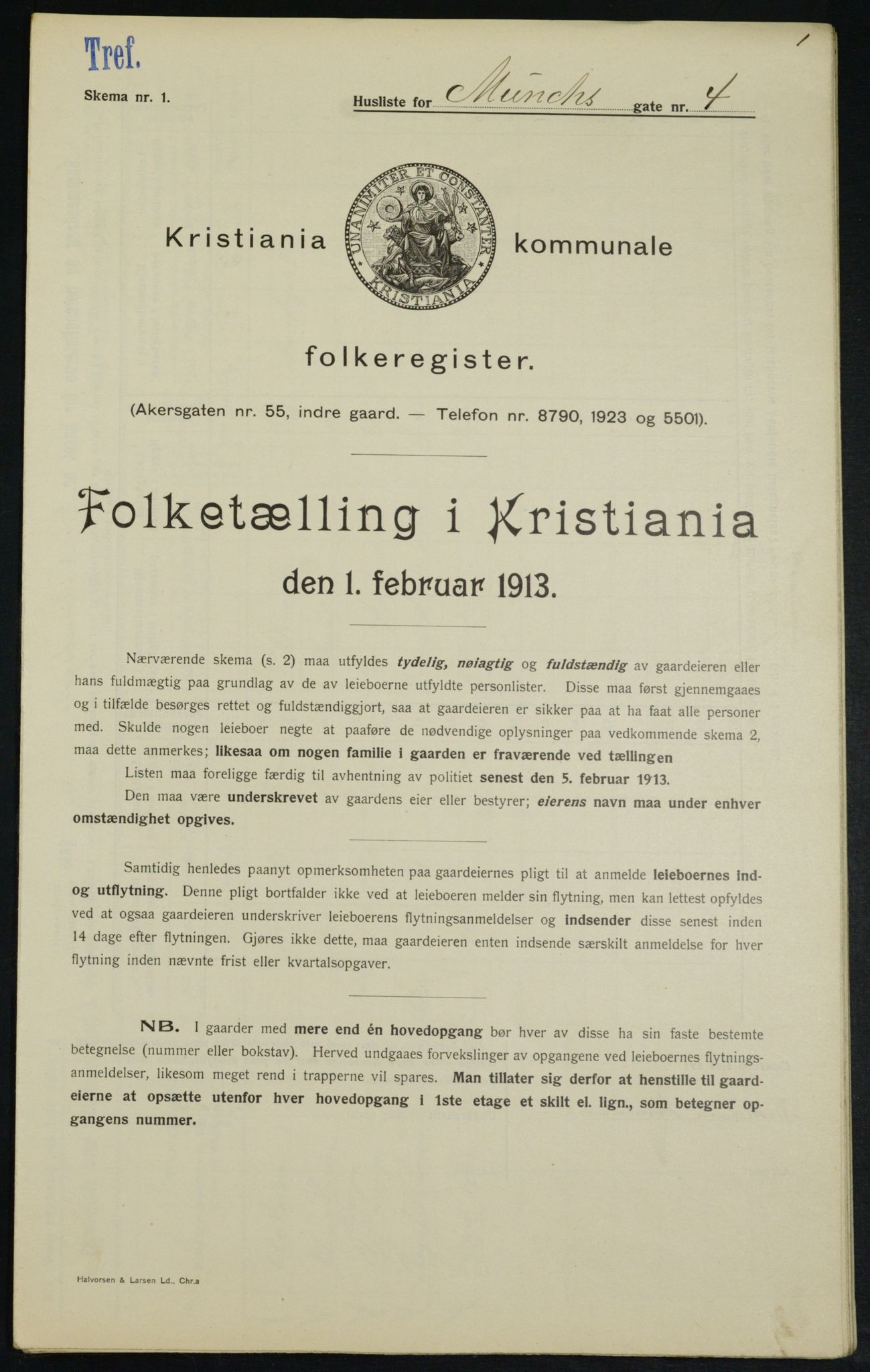 OBA, Kommunal folketelling 1.2.1913 for Kristiania, 1913, s. 66560