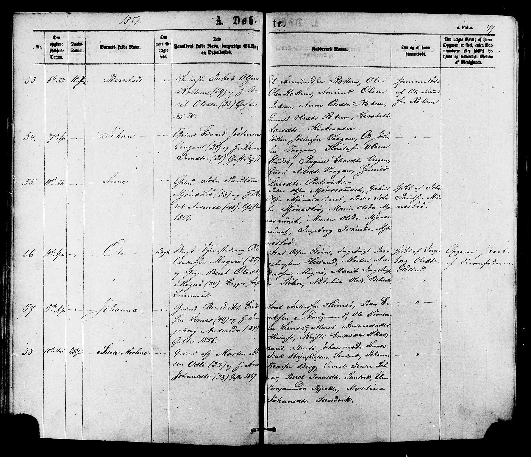 Ministerialprotokoller, klokkerbøker og fødselsregistre - Sør-Trøndelag, AV/SAT-A-1456/630/L0495: Ministerialbok nr. 630A08, 1868-1878, s. 47