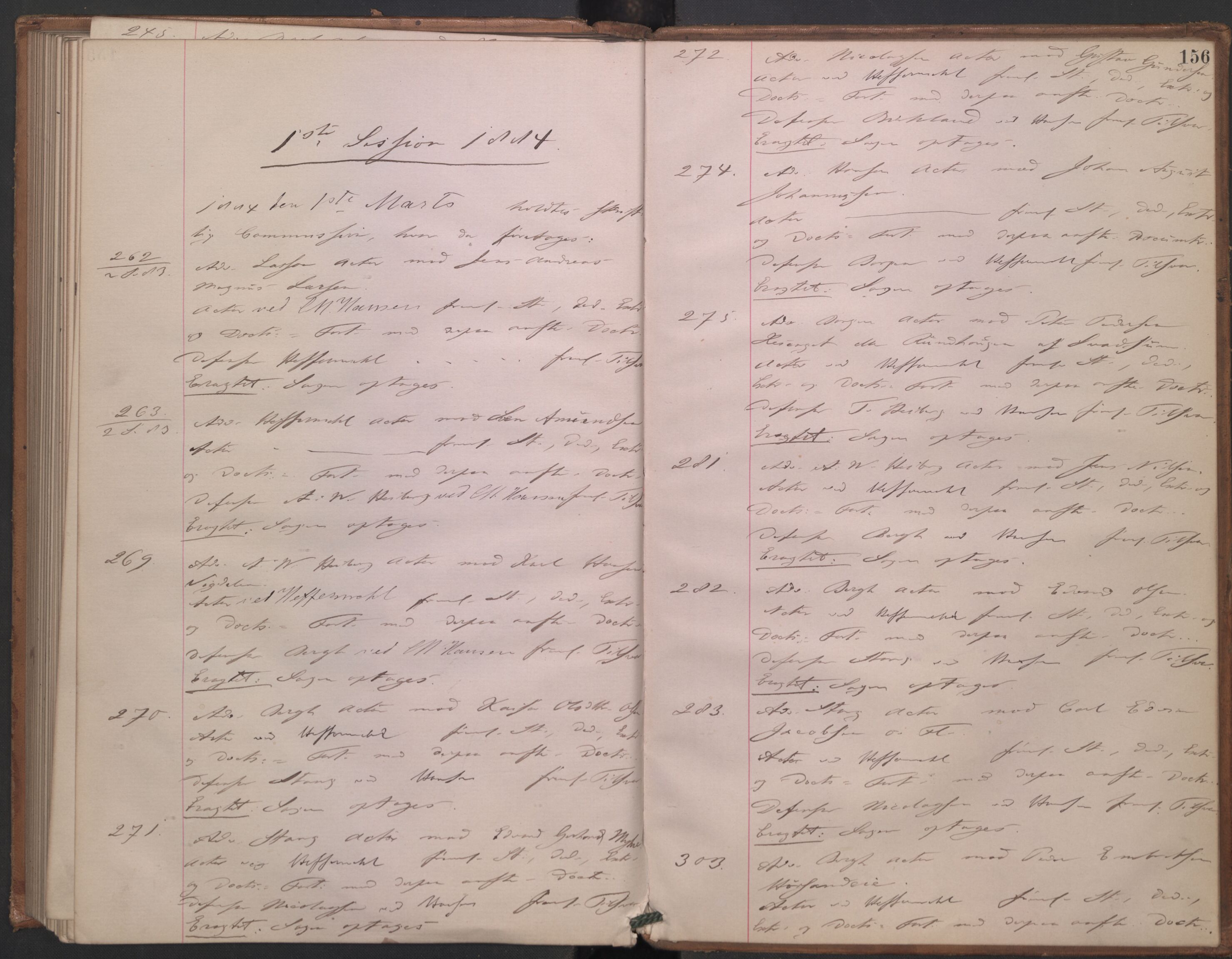 Høyesterett, AV/RA-S-1002/E/Ef/L0014: Protokoll over saker som gikk til skriftlig behandling, 1879-1884, s. 155b-156a