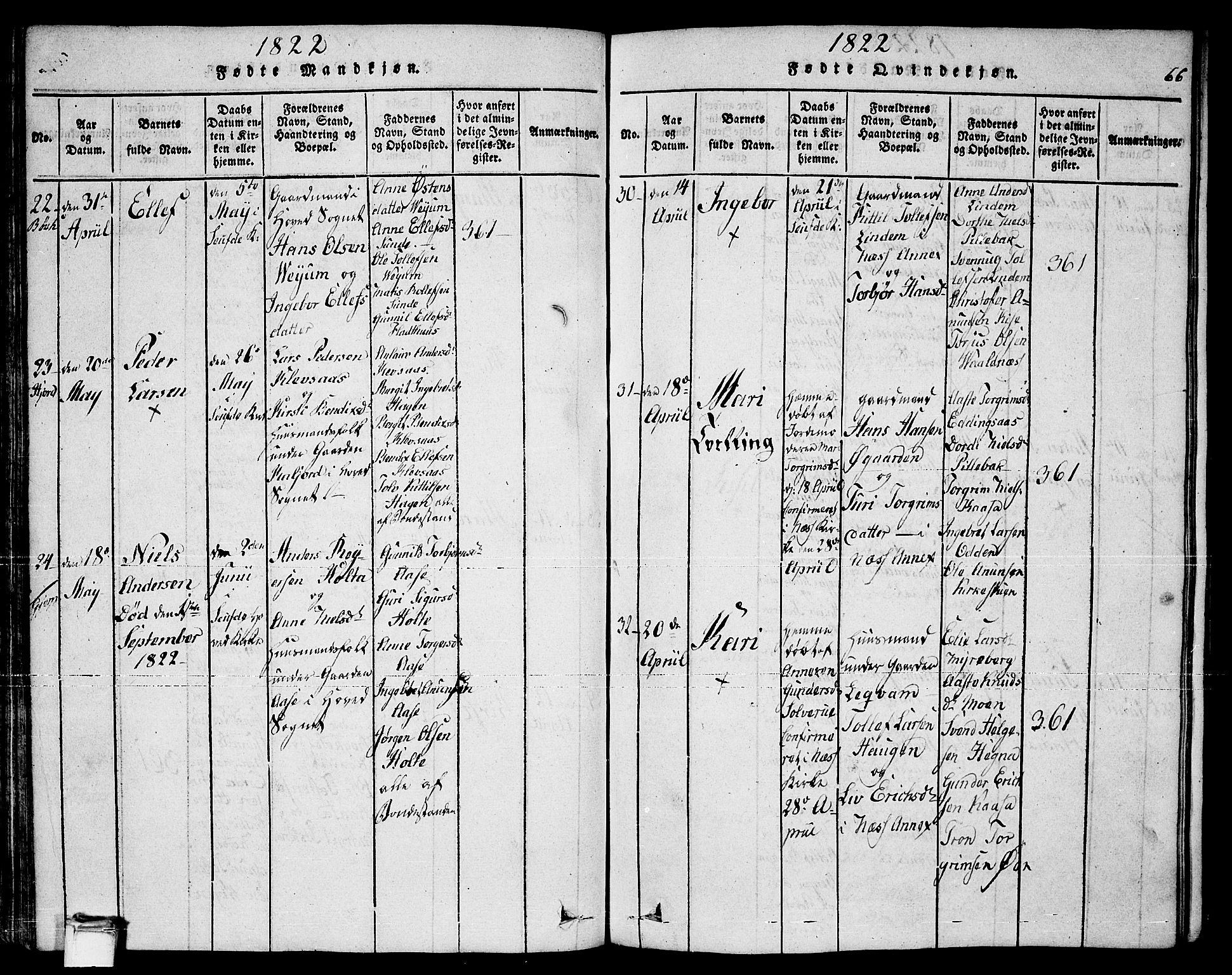 Sauherad kirkebøker, AV/SAKO-A-298/F/Fa/L0005: Ministerialbok nr. I 5, 1815-1829, s. 66