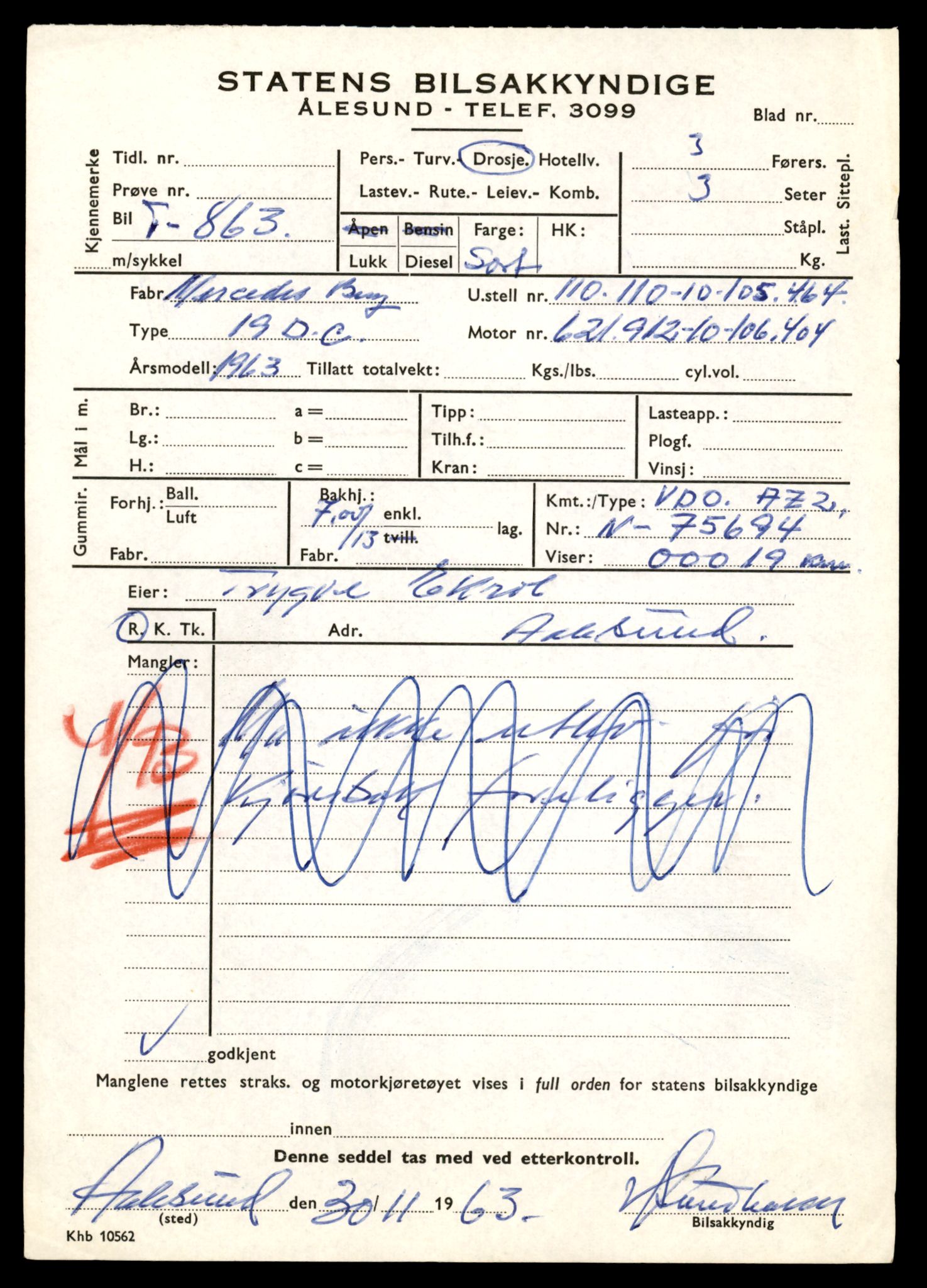 Møre og Romsdal vegkontor - Ålesund trafikkstasjon, SAT/A-4099/F/Fe/L0008: Registreringskort for kjøretøy T 747 - T 894, 1927-1998, s. 2626