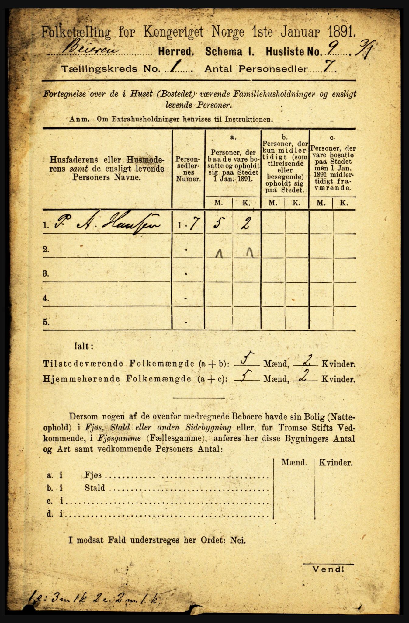 RA, Folketelling 1891 for 1839 Beiarn herred, 1891, s. 28