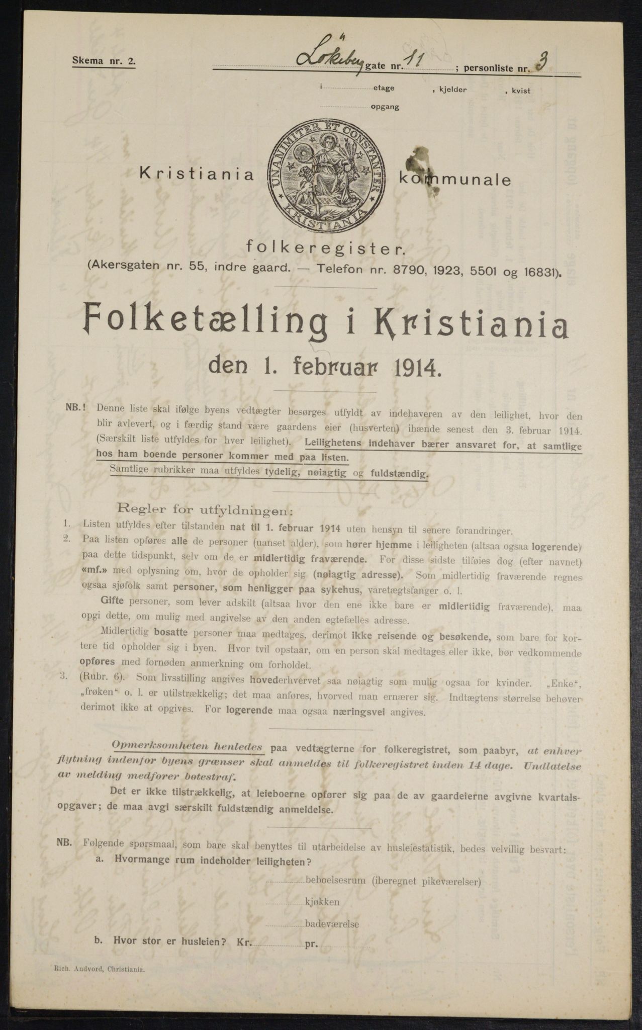 OBA, Kommunal folketelling 1.2.1914 for Kristiania, 1914, s. 58555