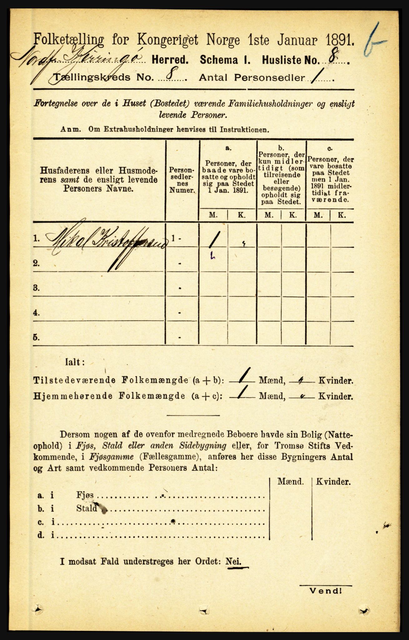 RA, Folketelling 1891 for 1846 Nordfold-Kjerringøy herred, 1891, s. 1923