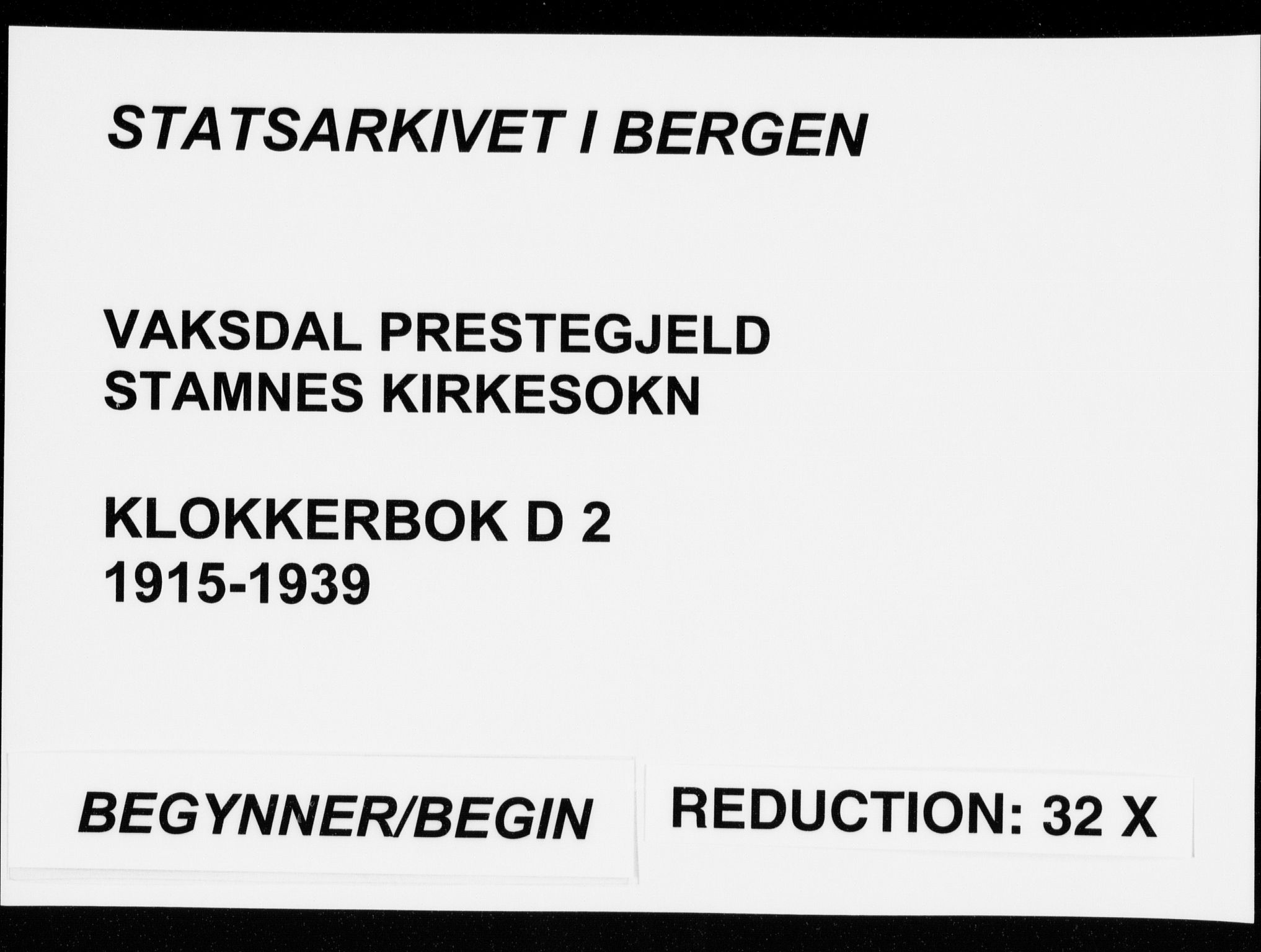 Vaksdal Sokneprestembete, SAB/A-78901/H/Hab: Klokkerbok nr. D  2, 1915-1939