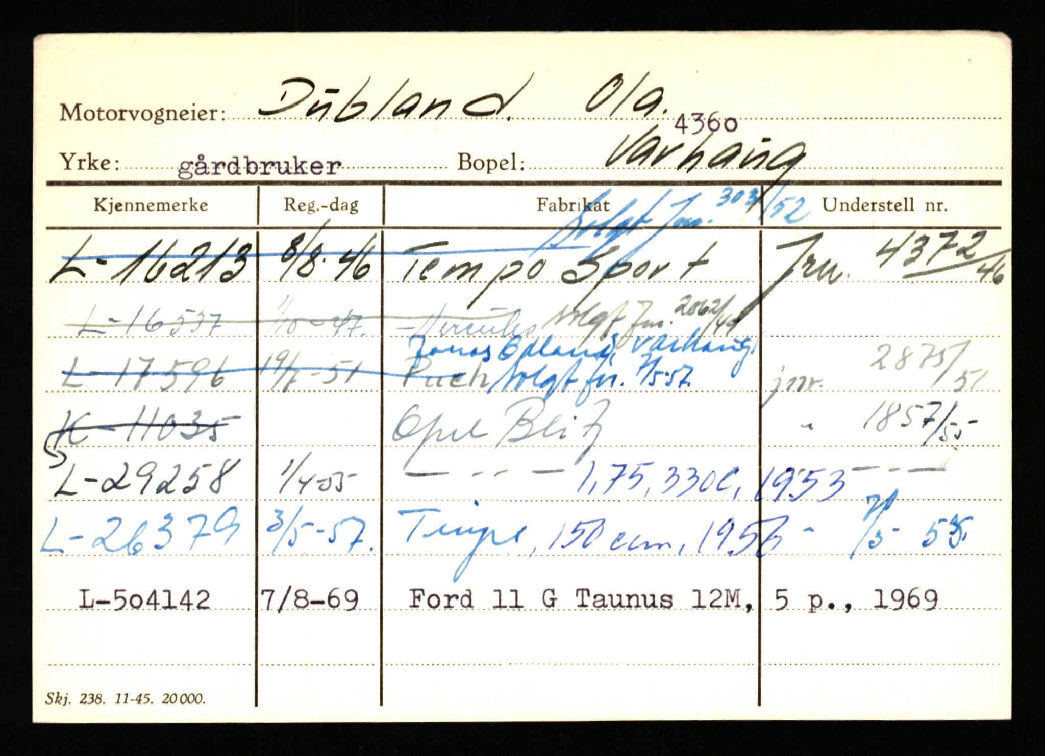 Stavanger trafikkstasjon, AV/SAST-A-101942/0/H/L0006: Dalva - Egersund, 1930-1971, s. 945