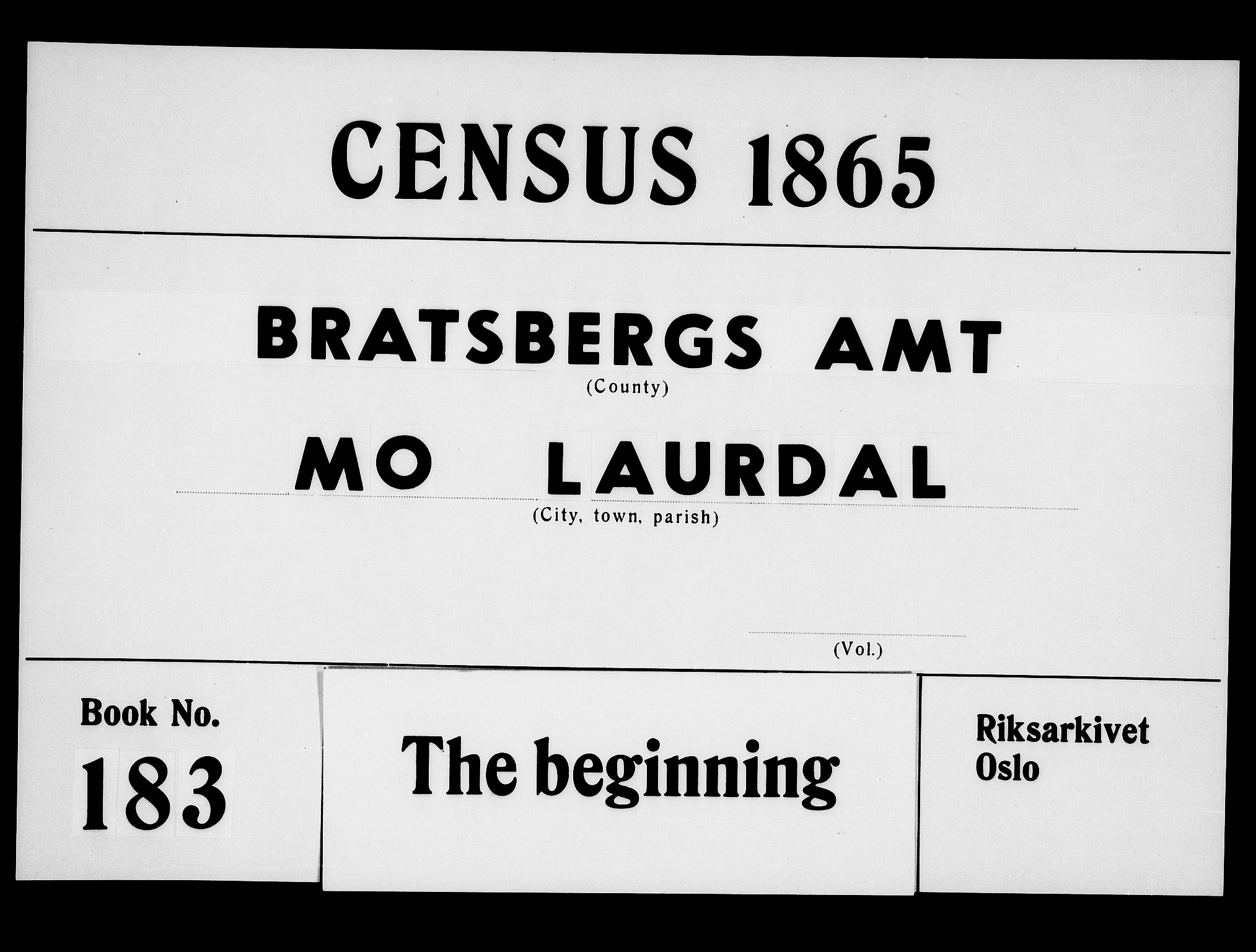 RA, Folketelling 1865 for 0832P Mo prestegjeld, 1865, s. 1