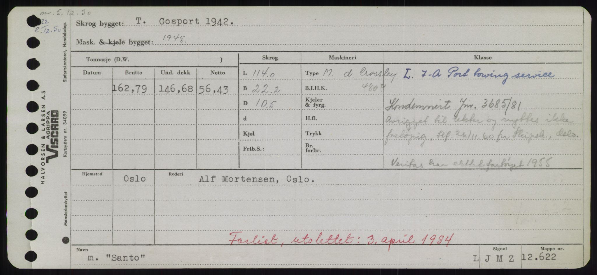 Sjøfartsdirektoratet med forløpere, Skipsmålingen, RA/S-1627/H/Hd/L0032: Fartøy, San-Seve, s. 161