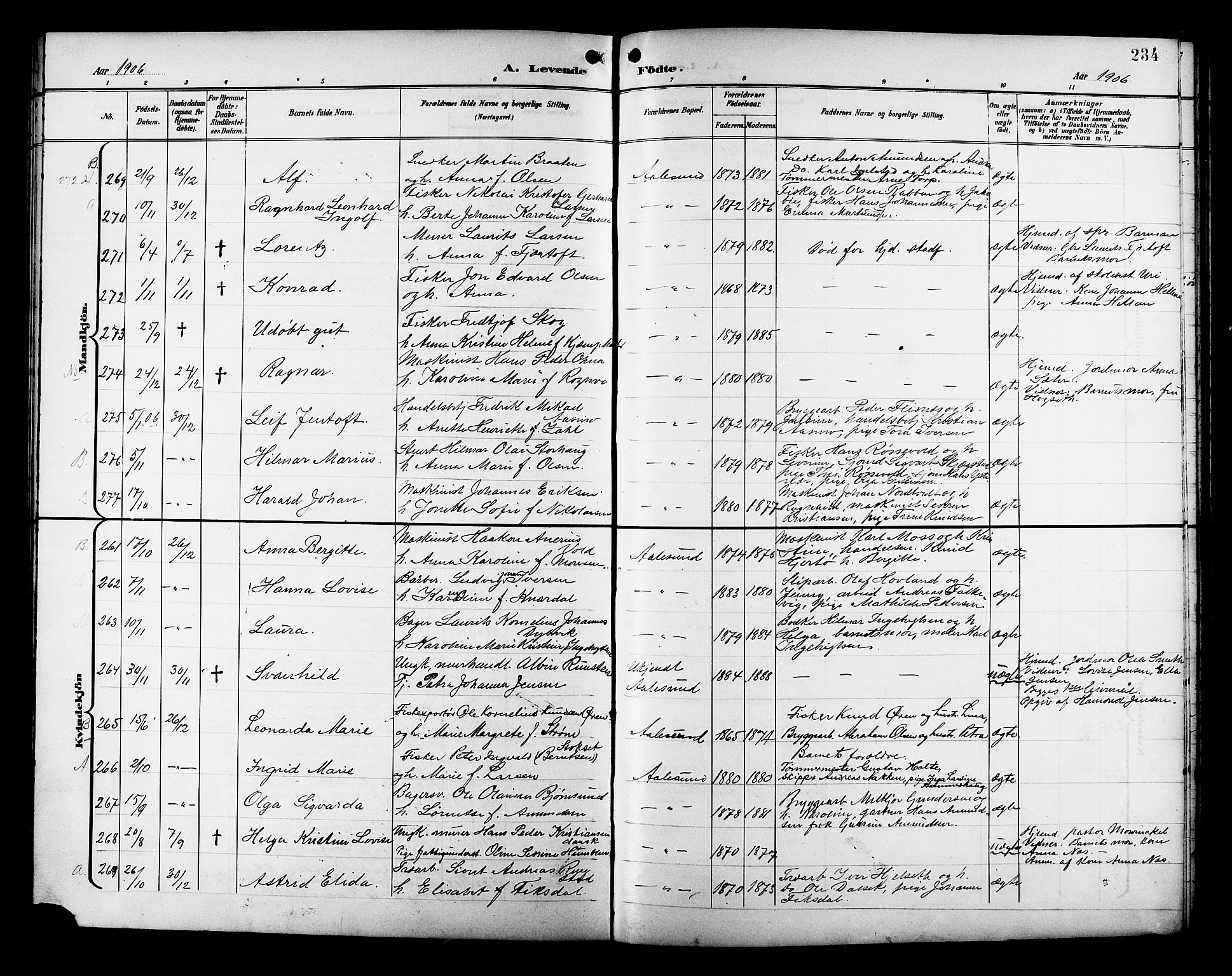 Ministerialprotokoller, klokkerbøker og fødselsregistre - Møre og Romsdal, AV/SAT-A-1454/529/L0468: Klokkerbok nr. 529C05, 1897-1908, s. 234