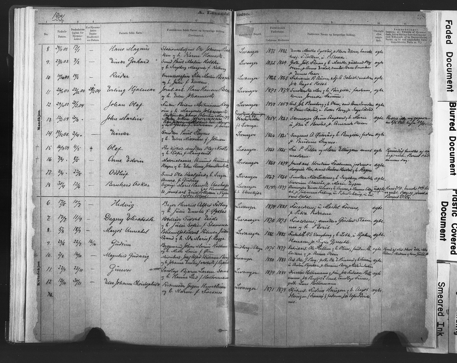 Ministerialprotokoller, klokkerbøker og fødselsregistre - Nord-Trøndelag, SAT/A-1458/720/L0189: Ministerialbok nr. 720A05, 1880-1911, s. 38