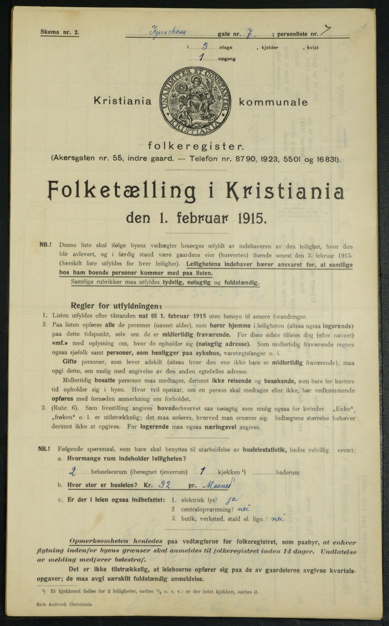 OBA, Kommunal folketelling 1.2.1915 for Kristiania, 1915, s. 48990
