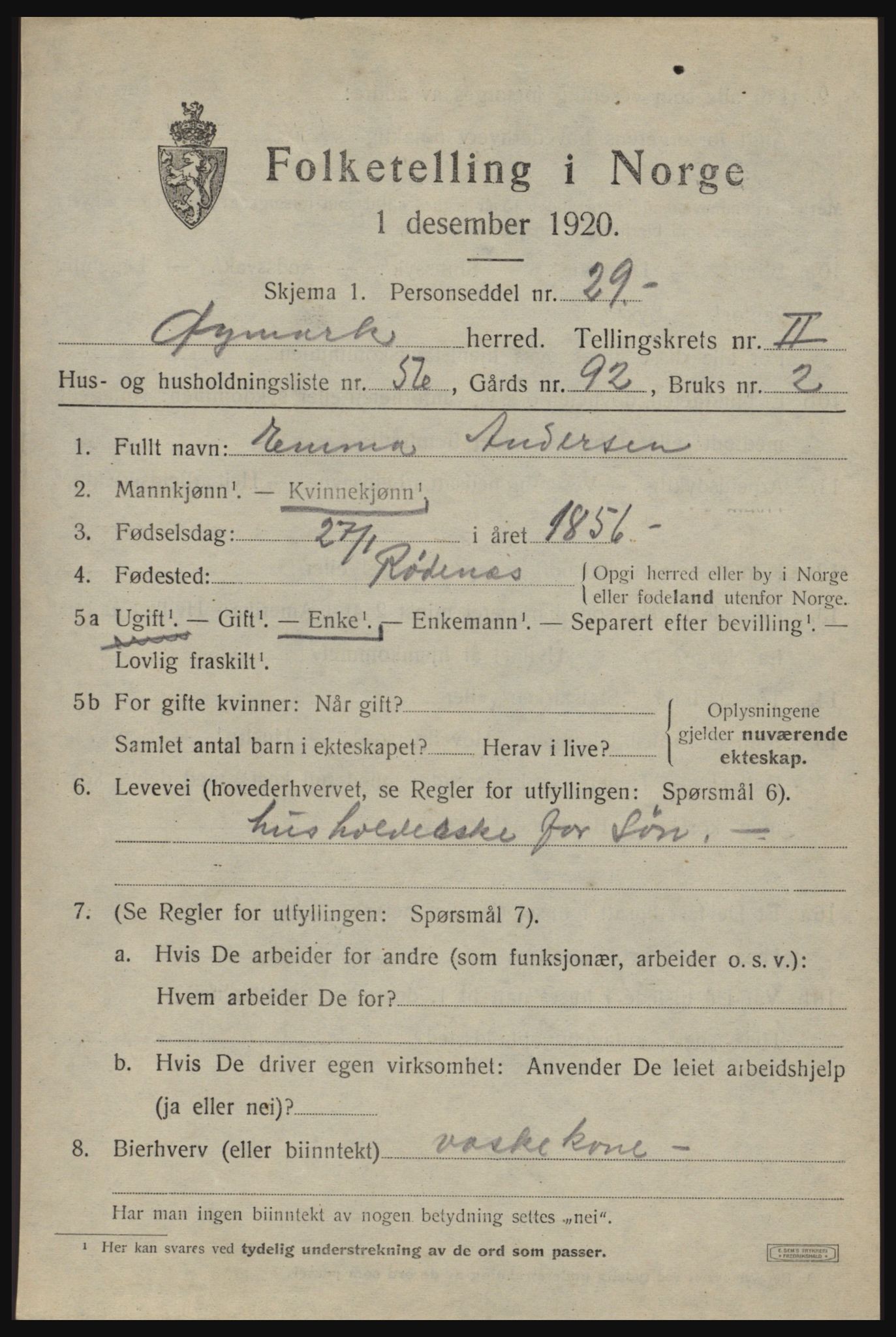 SAO, Folketelling 1920 for 0119 Øymark herred, 1920, s. 1949