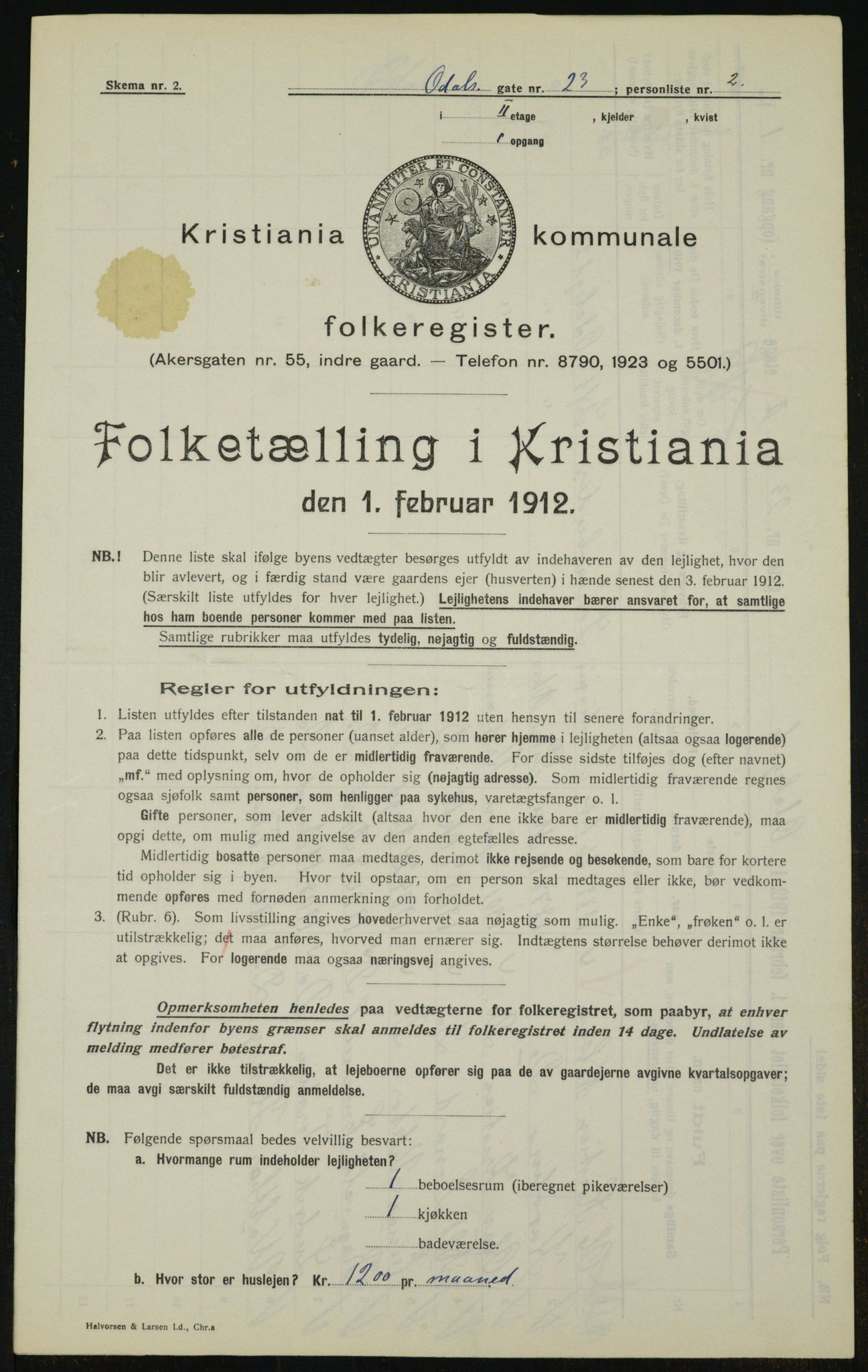 OBA, Kommunal folketelling 1.2.1912 for Kristiania, 1912, s. 75149