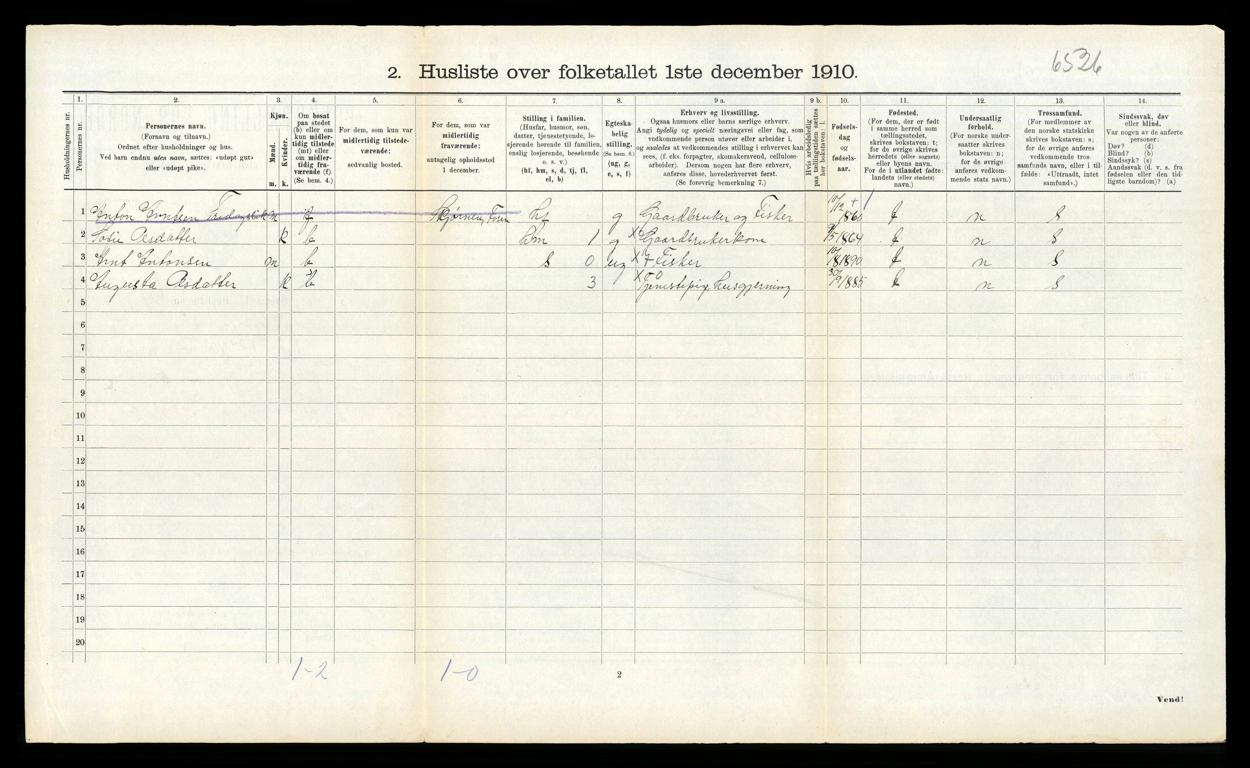 RA, Folketelling 1910 for 1620 Nord-Frøya herred, 1910, s. 229