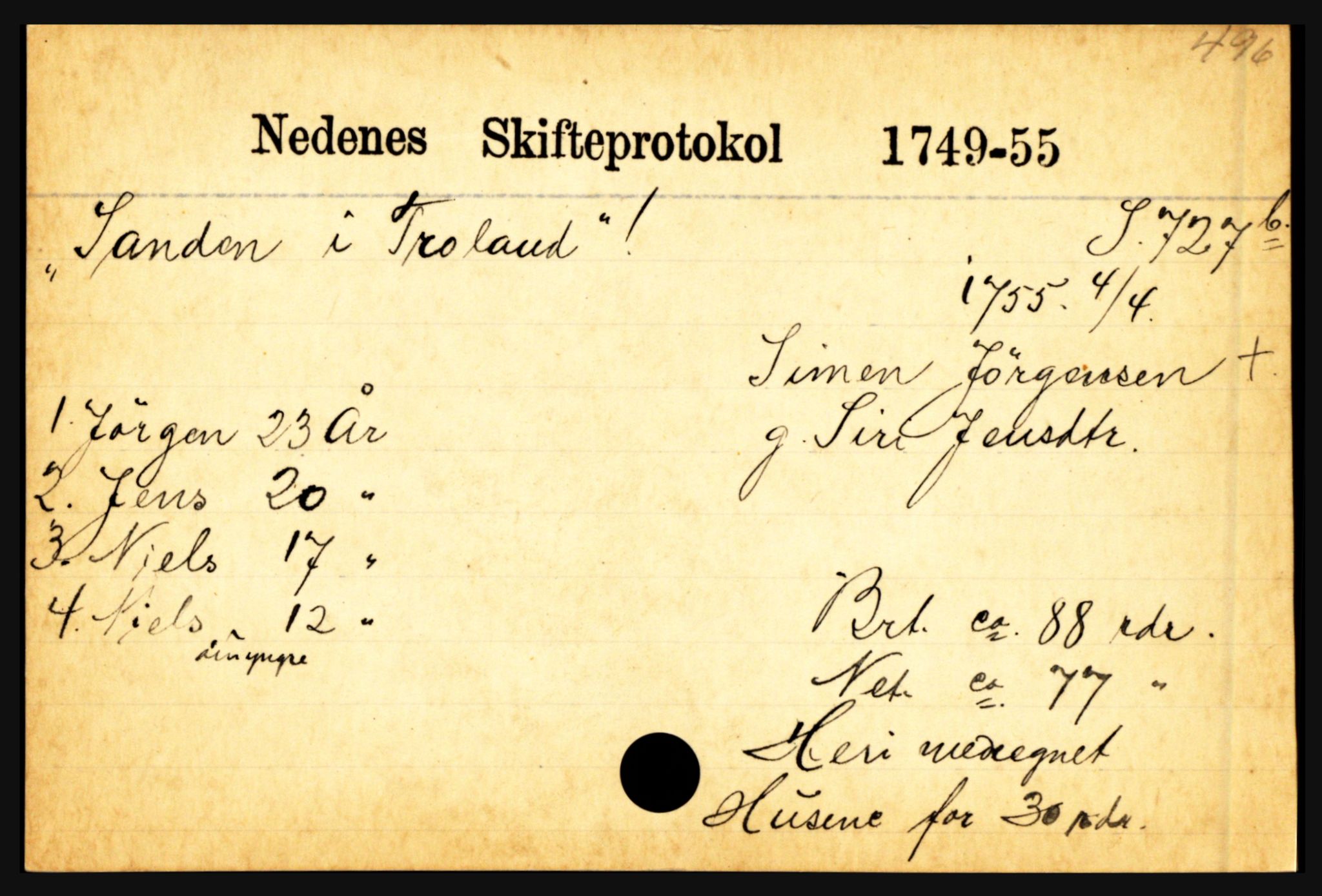 Nedenes sorenskriveri før 1824, AV/SAK-1221-0007/H, s. 25215