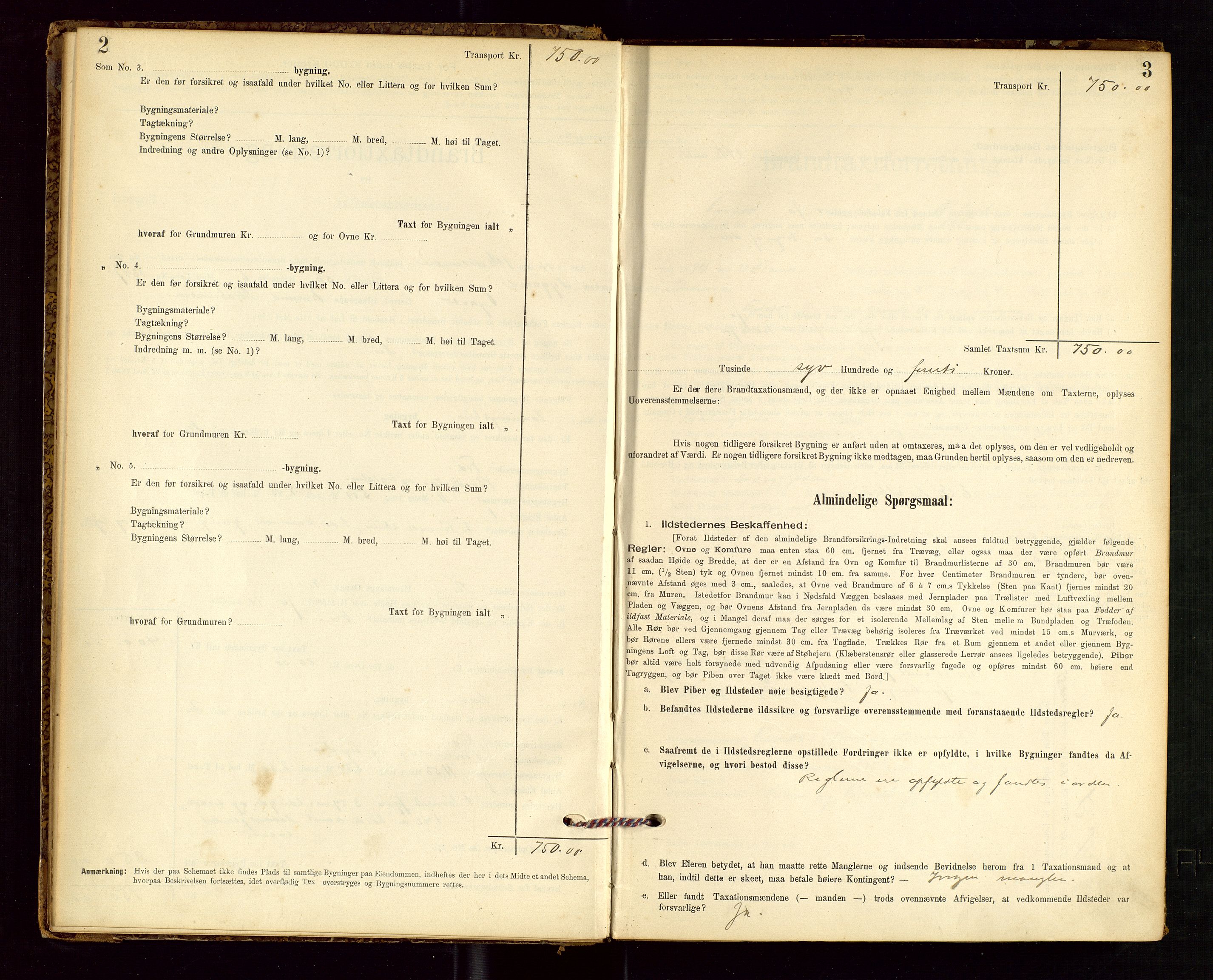 Tysvær lensmannskontor, AV/SAST-A-100192/Gob/L0001: "Brandtaxationsprotokol for Tysvær Lensmandsdistrikt Ryfylke Fogderi", 1894-1916, s. 2-3