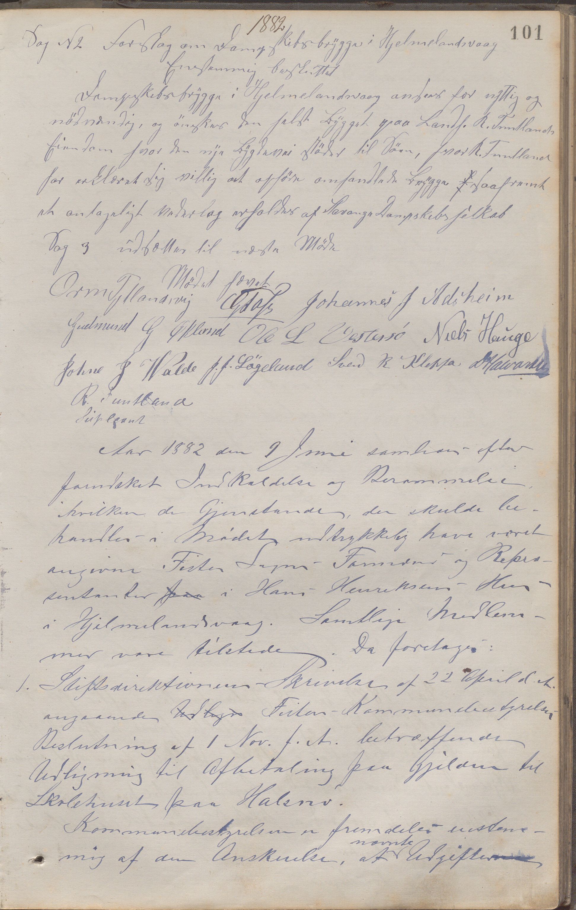 Hjelmeland kommune - Formannskapet, IKAR/K-102522/Aa/L0001: Møtebok, 1870-1895, s. 101a