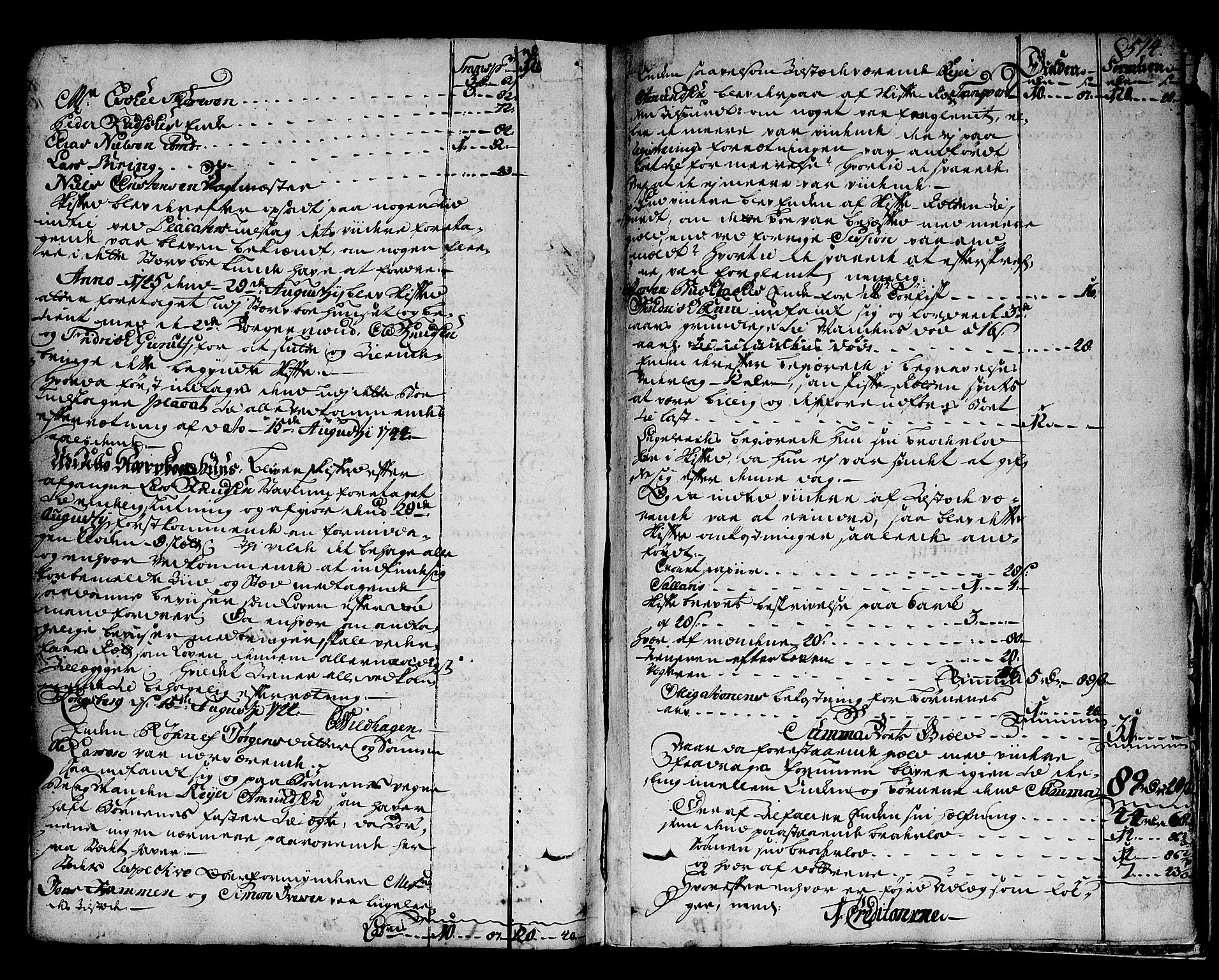 Kongsberg byfogd, AV/SAKO-A-84/H/Hb/L0002: Skifteprotokoll, 1739-1744, s. 513b-514a
