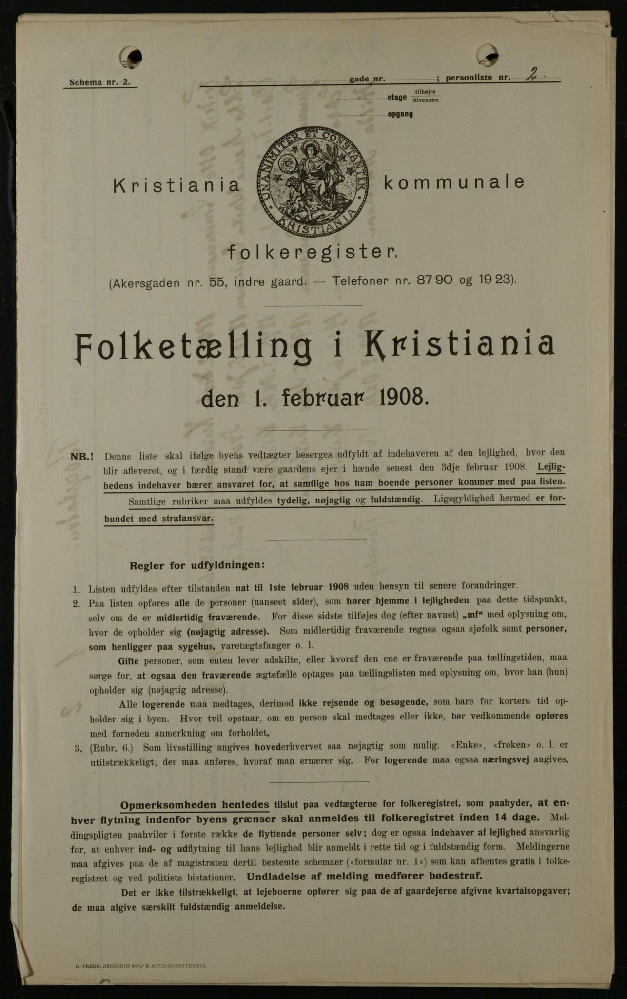 OBA, Kommunal folketelling 1.2.1908 for Kristiania kjøpstad, 1908, s. 6607