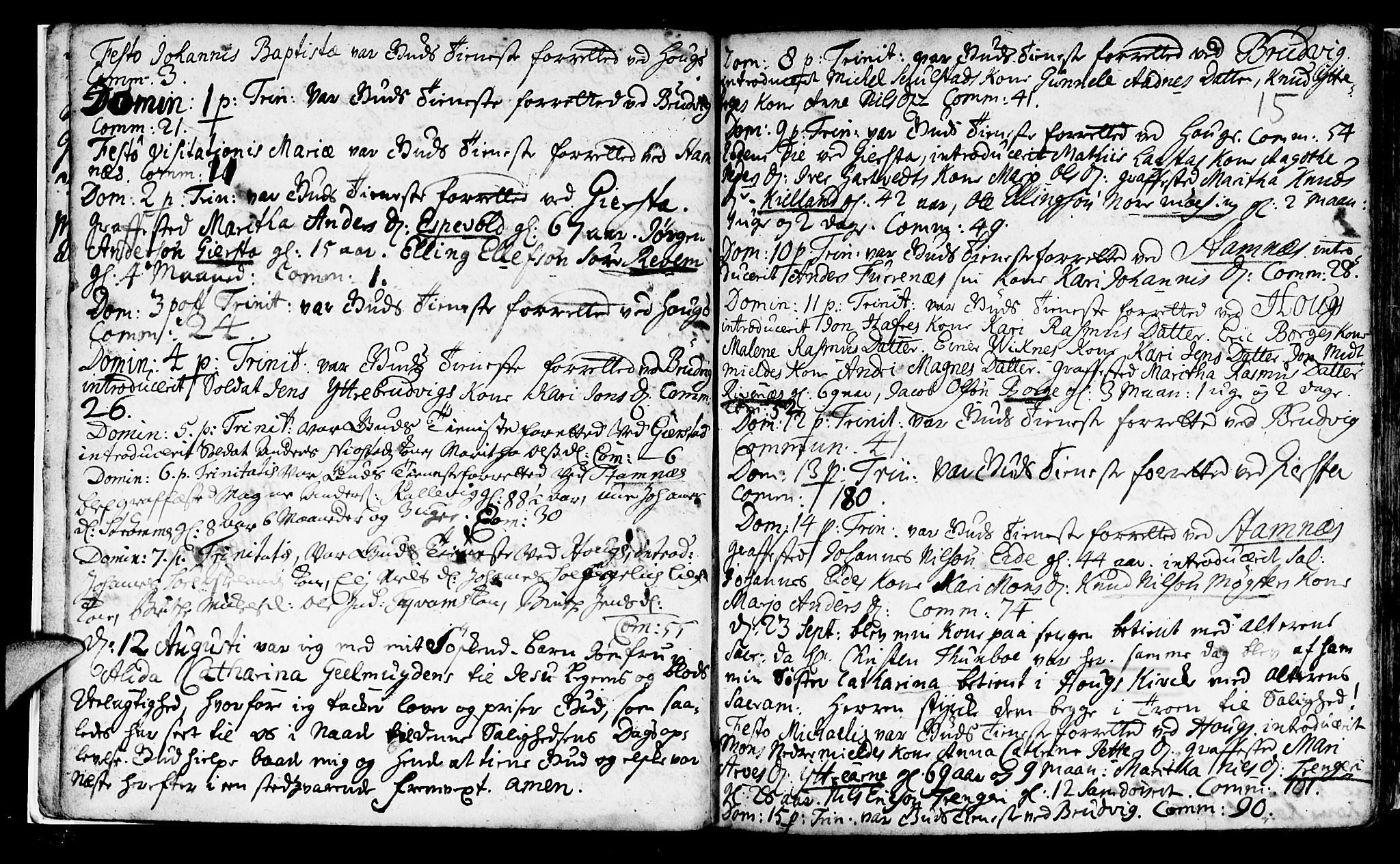 Haus sokneprestembete, SAB/A-75601/H/Haa: Ministerialbok nr. A 5, 1733-1747, s. 15