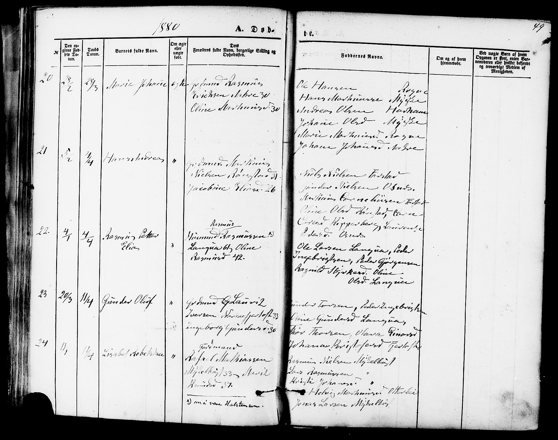 Ministerialprotokoller, klokkerbøker og fødselsregistre - Møre og Romsdal, AV/SAT-A-1454/536/L0500: Ministerialbok nr. 536A09, 1876-1889, s. 49