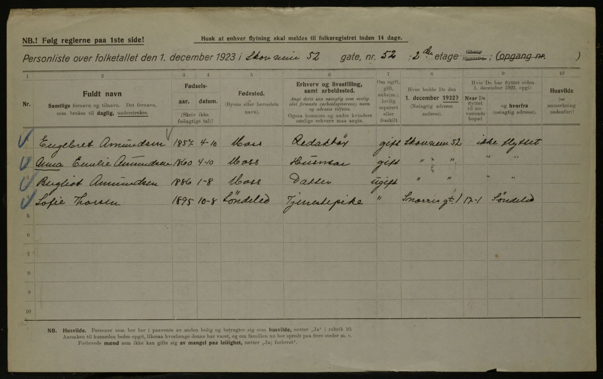 OBA, Kommunal folketelling 1.12.1923 for Kristiania, 1923, s. 107027